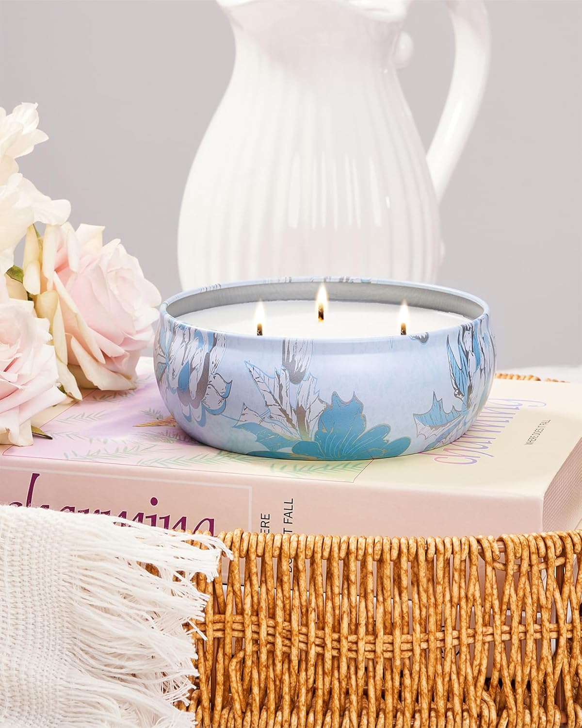 M&SENSE Ocean Waters Scented Candles Large 3 Wick Soy Tin Candle, Over 40 Hour Burning Time, 100% Natural Vegan Wax Relaxing Aromatherapy Aesthetic Candle Gift for Women Men - Image 5