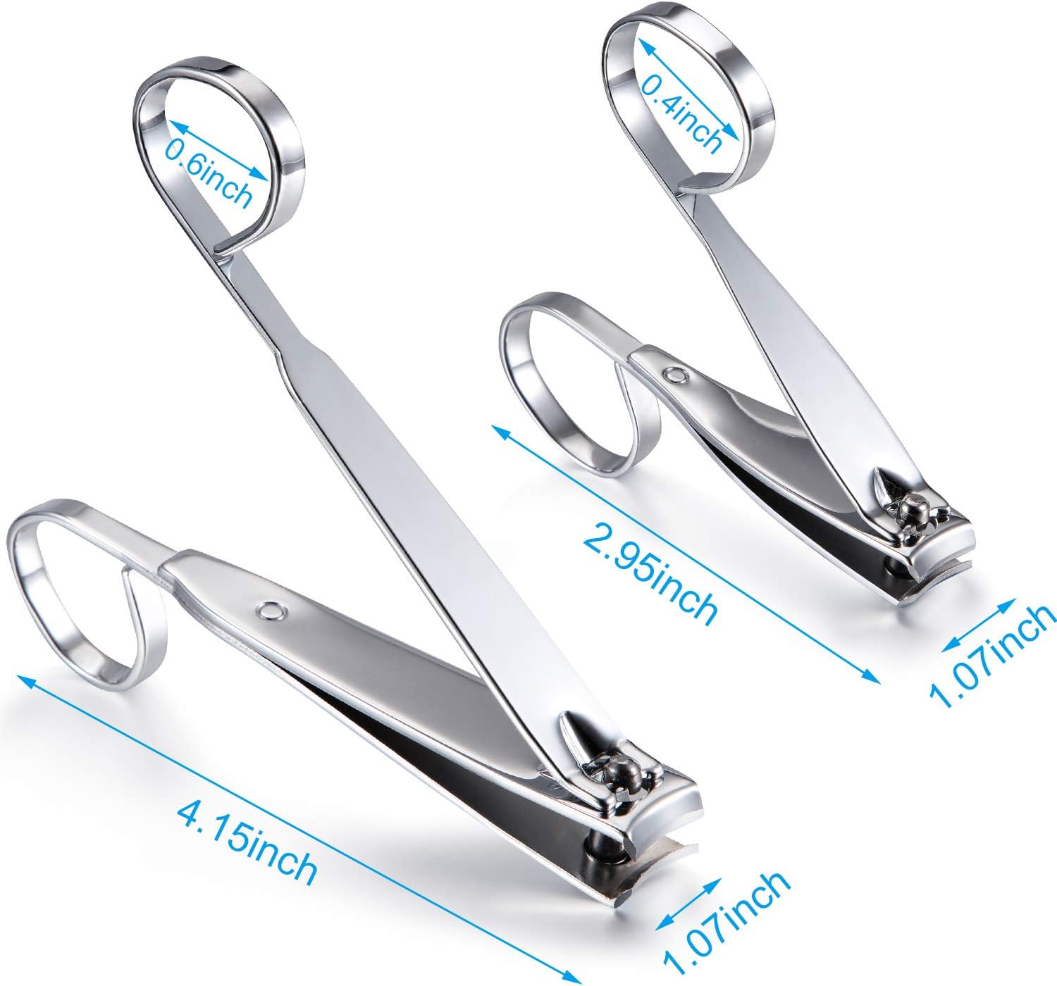 Mudder 4 Pack EZ Grip Nail Clipper Set Sharp Stainless Steel Fingernail and Toenail Clipper Cutters Trimmer Long Handle Travel Nail Kit for Men Women(Easy Grip Style) - Image 2