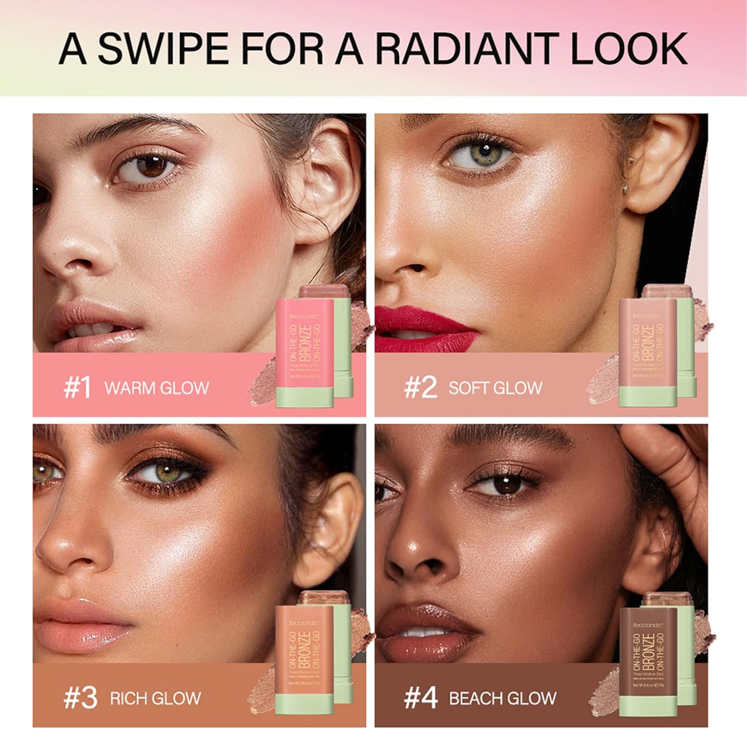Multi-Use Makeup Bronzer Stick, On-the-Go Glow Bronze Tinted Moisture Stick, Hydrating Solid Moisturizer with Bronze Tint, Natural Bronzed Glow, Blends Effortlessly, for Eyes, Cheeks & Body - Image 8