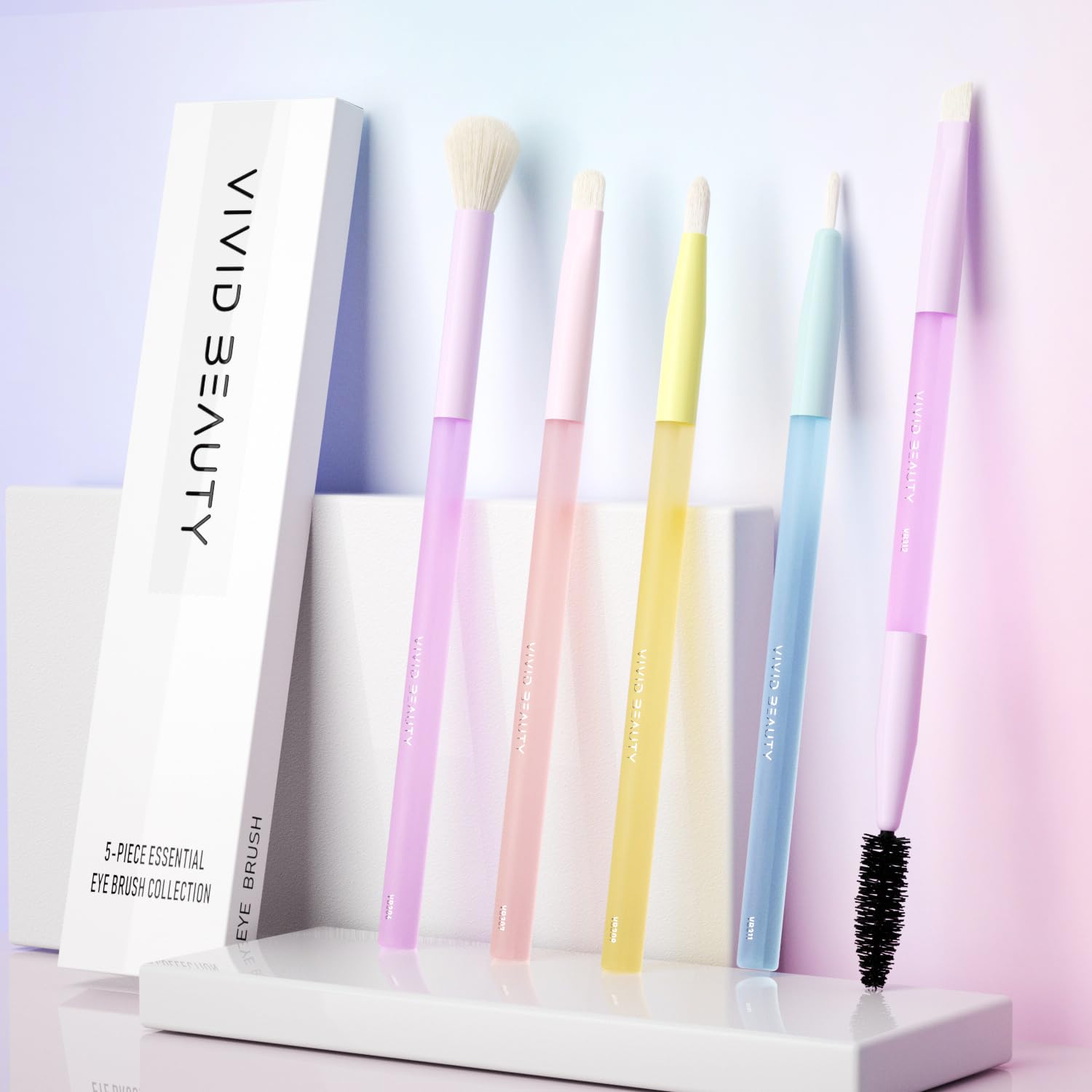 Multicolor Travel 5pcs Eye Makeup Brushes Set– Colorful Blending Eyeshadow Concealer Eyeliner Brow & Lash Dual Ended Brush – Skin Friendly Bristles, Non-Slip Rubber Handles – Ideal Valentine Day Gift - Image 2