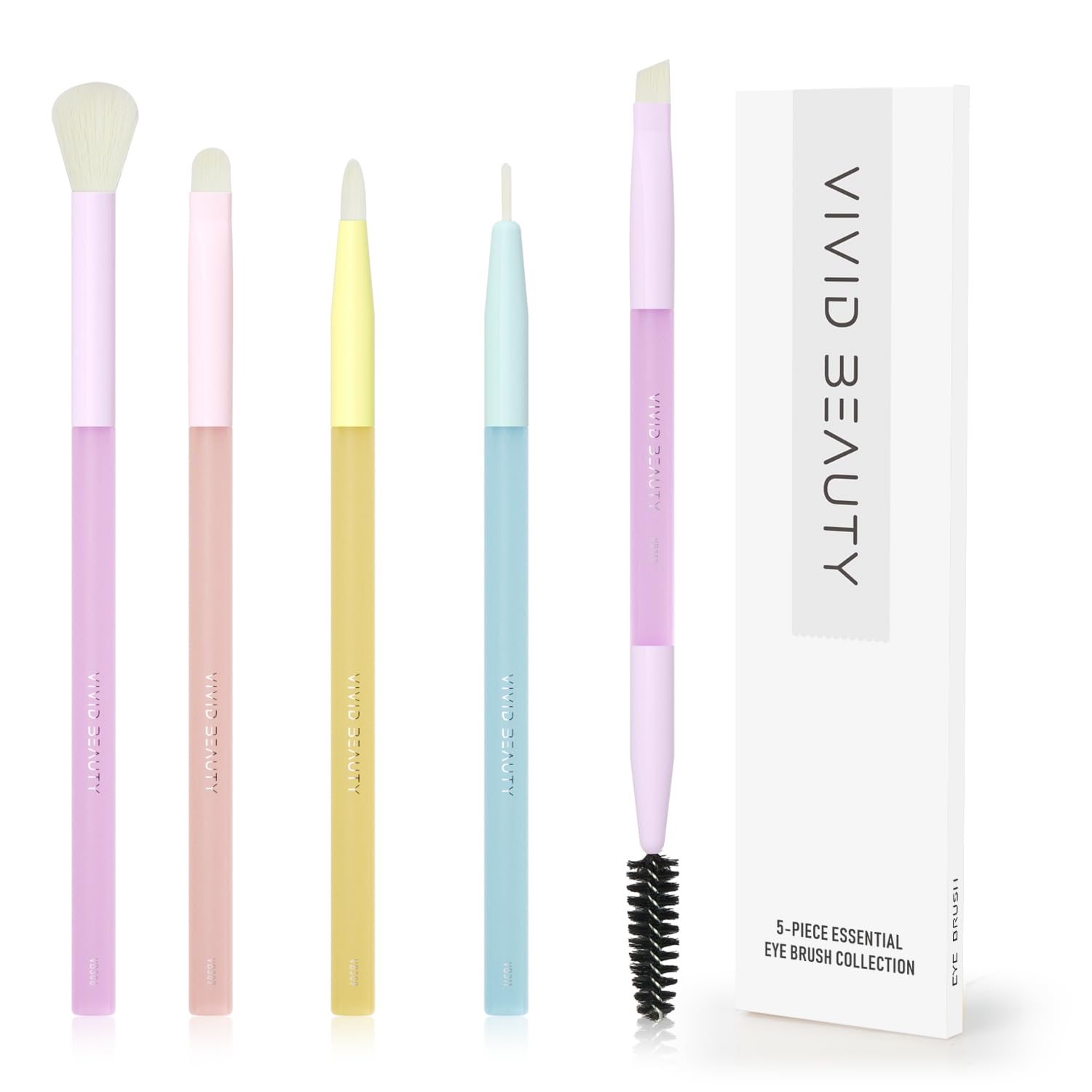 Multicolor Travel 5pcs Eye Makeup Brushes Set– Colorful Blending Eyeshadow Concealer Eyeliner Brow & Lash Dual Ended Brush – Skin Friendly Bristles, Non-Slip Rubber Handles – Ideal Valentine Day Gift
