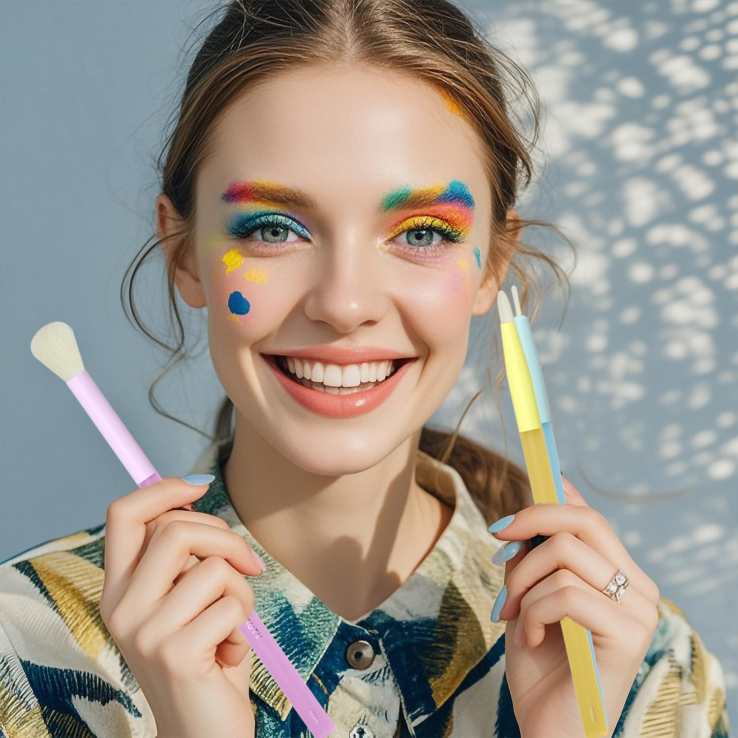 Multicolor Travel 5pcs Eye Makeup Brushes Set– Colorful Blending Eyeshadow Concealer Eyeliner Brow & Lash Dual Ended Brush – Skin Friendly Bristles, Non-Slip Rubber Handles – Ideal Valentine Day Gift - Image 7