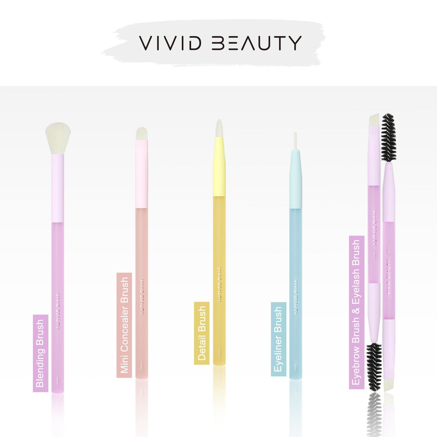 Multicolor Travel 5pcs Eye Makeup Brushes Set– Colorful Blending Eyeshadow Concealer Eyeliner Brow & Lash Dual Ended Brush – Skin Friendly Bristles, Non-Slip Rubber Handles – Ideal Valentine Day Gift - Image 5