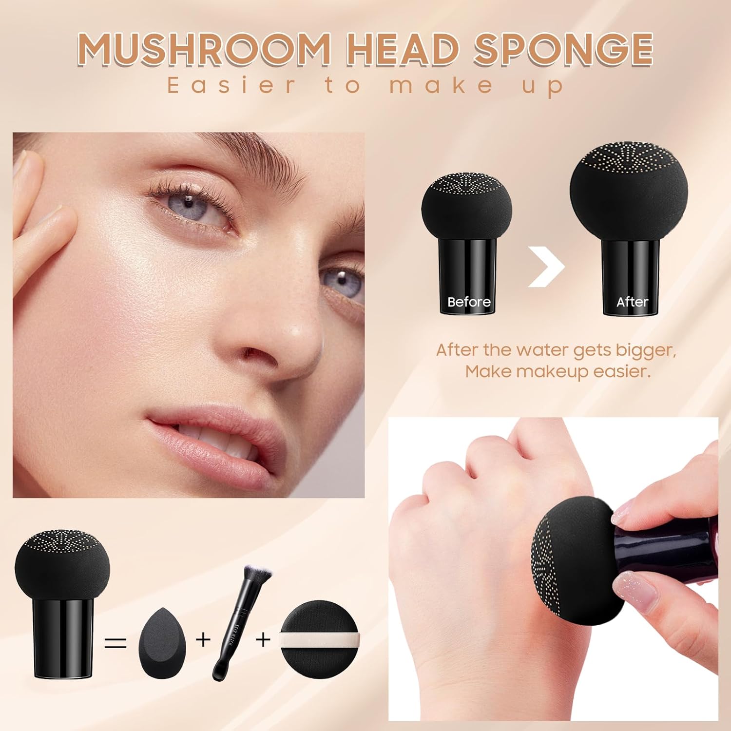 Mushroom Head Air Cushion CC Cream - BB Cream Foundation Makeup Moisturizing Concealer Long Lasting Waterproof With Powder Puff, Even Skin Tone (Natural, Pack of 1) - Image 5