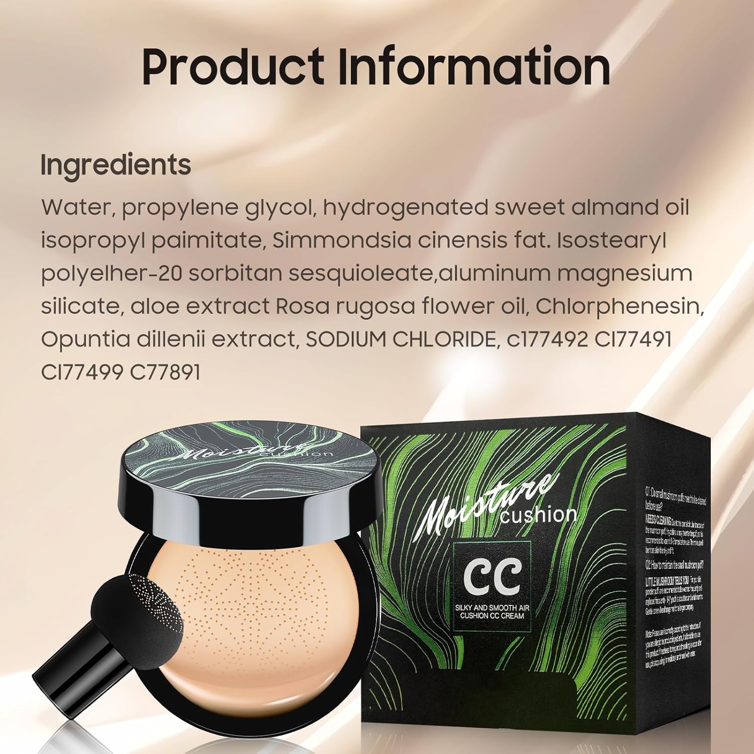 Mushroom Head Air Cushion CC Cream - BB Cream Foundation Makeup Moisturizing Concealer Long Lasting Waterproof With Powder Puff, Even Skin Tone (Natural, Pack of 1) - Image 9