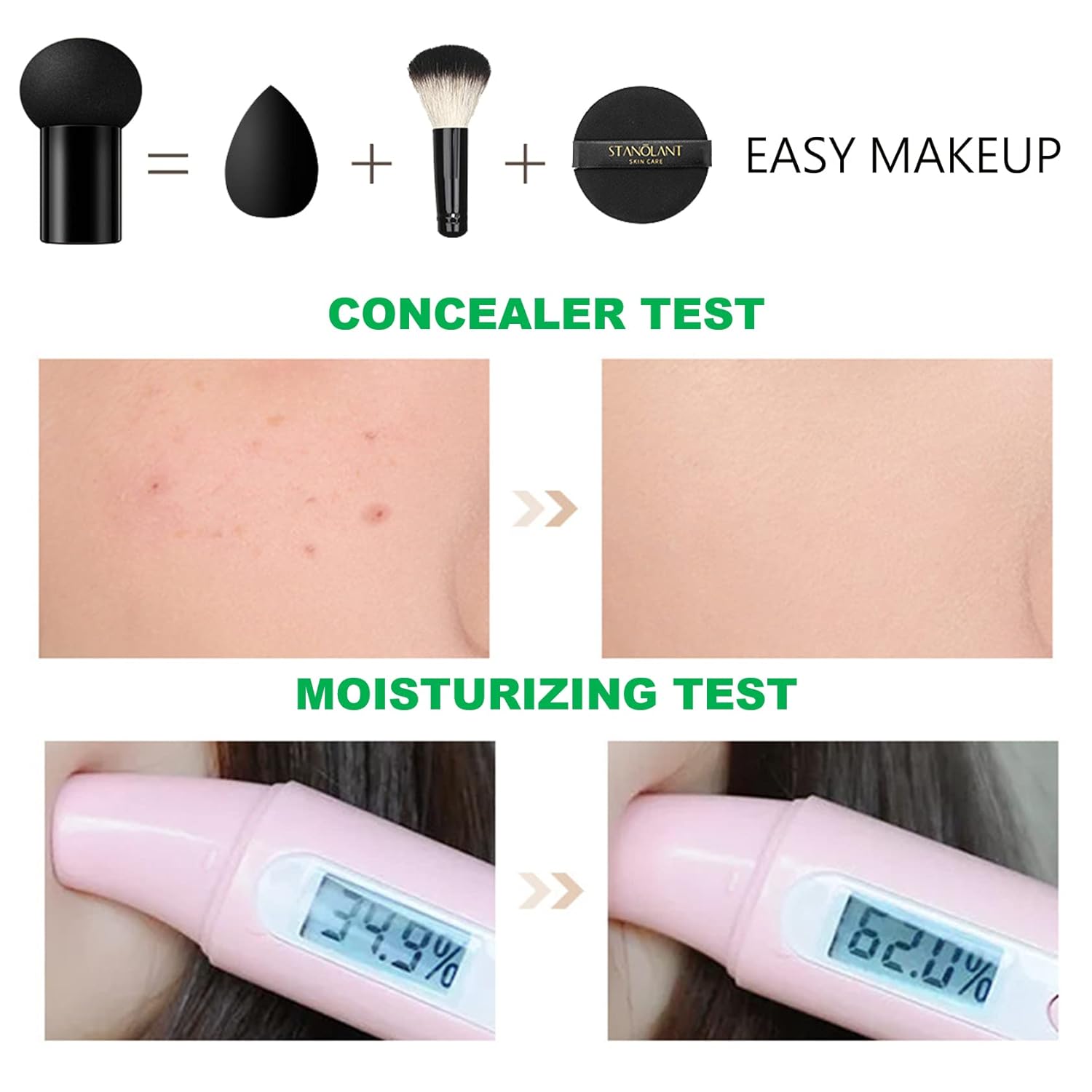 Mushroom Head Air Cushion CC Cream Foundation,QIUFSSE Mushroom Head Foundation BB Cream Makeup Foundation Concealer Brighten Long-lasting Oil Control and Moisturizing-Natural - Image 4