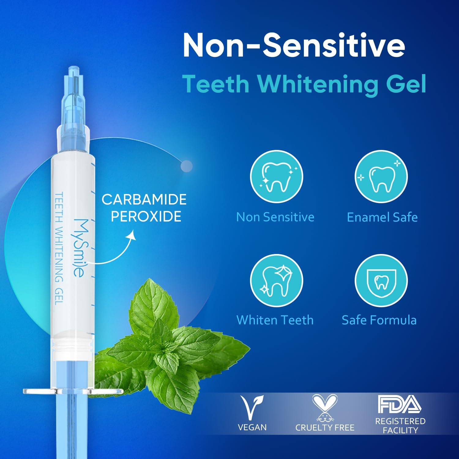 MySmile Teeth Whitening Kit for Sensitive Teeth with LED Light, 10 Min Non-Sensitive Fast Tooth Whitener, 3 Carbamide Peroxide Whitening Gel, Powerful Formula, Enamel Safe - Image 5