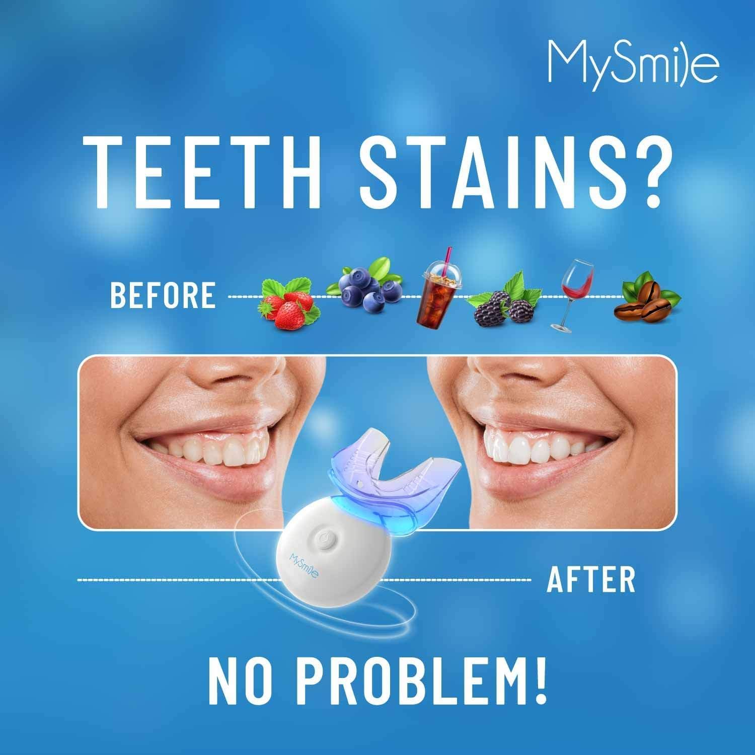 MySmile Teeth Whitening Kit with LED Light, 10 Min Non-Sensitive Fast Teeth Whitener with 3 Carbamide Peroxide Whitening Gel, Helps to Remove Stains from Coffee, Smoking, Wines, Soda, Food - Image 3