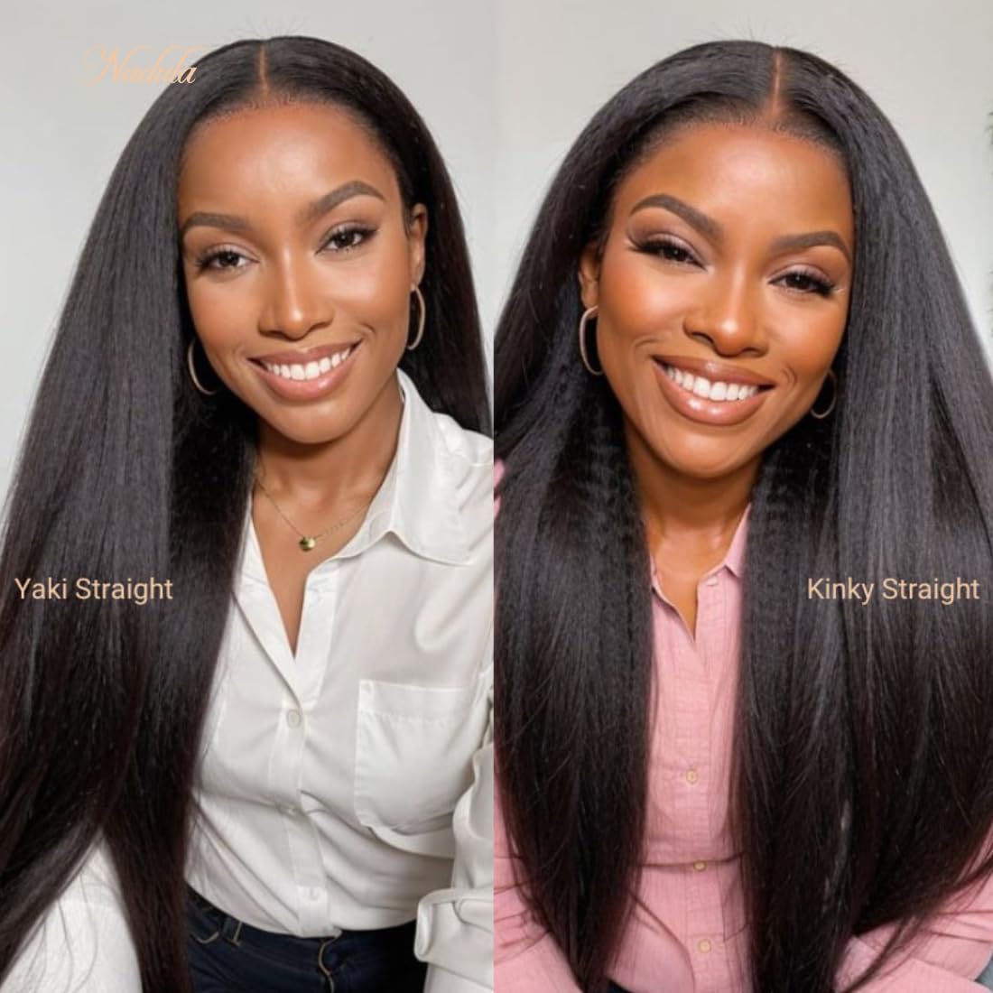 Nadula V Part Wig Yaki Straight Human Hair No Leave Out Glueless Upgraded U Part Wigs for Women,10A Yaki Straight V-part Wigs V Shape Clip in Half Wig Ready to Go 150% Density 16inch - Image 6