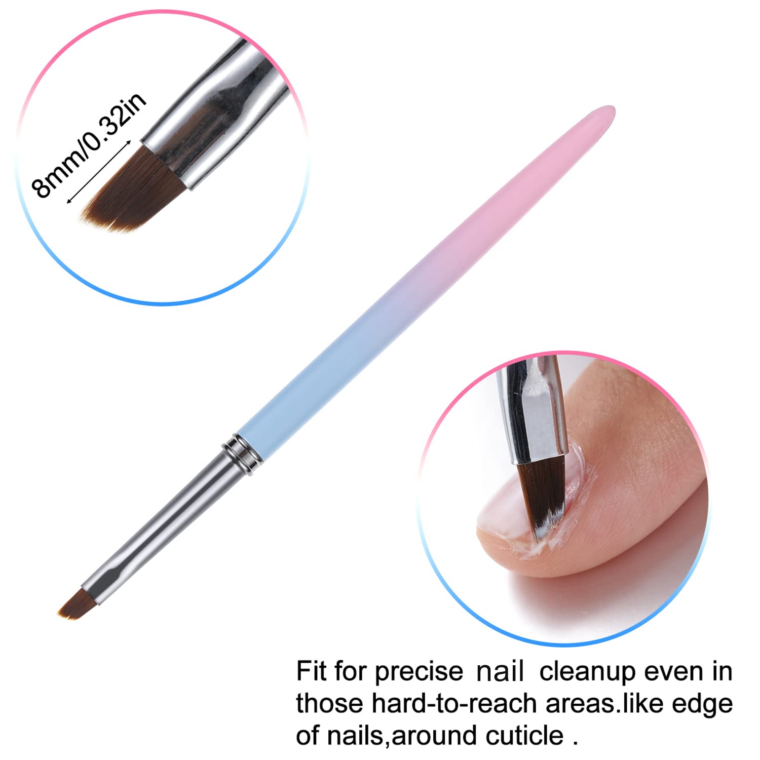 Nail Art Clean Up Brushes,Nail Brushes for Cleaning Polish Mistakes on the Cuticles, Acetone Resistant Nail Brush, Fingernail Cleaning Brushes for Nail Art and Designs (2 Pcs Round&Angled) - Image 3