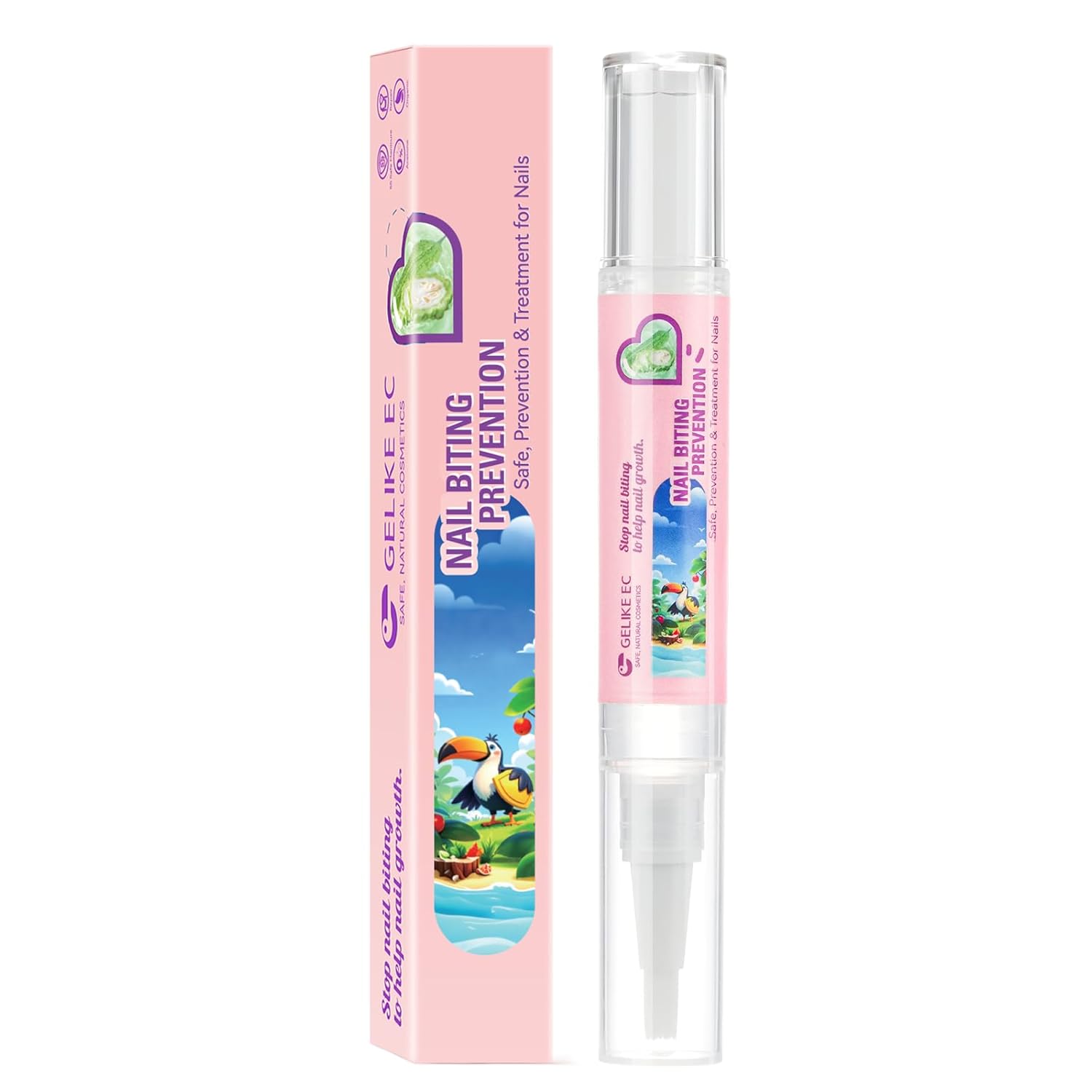 Nail Biting Prevention Pen for Adults: Gelike EC Stop Biting & Finger Sucking Treatment - Organic Fast-Drying Waterproof Solution - Bitter Taste Deterrent for Women