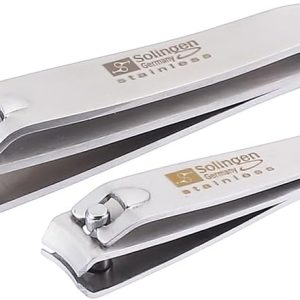 Nail Clippers | 2 Pcs Professional Sharp Tools Set | Stainless Steel Metal Made in Germany | Kit for Manicure & Pedicure ToeNail FingerNail Care For Women Mens and Baby