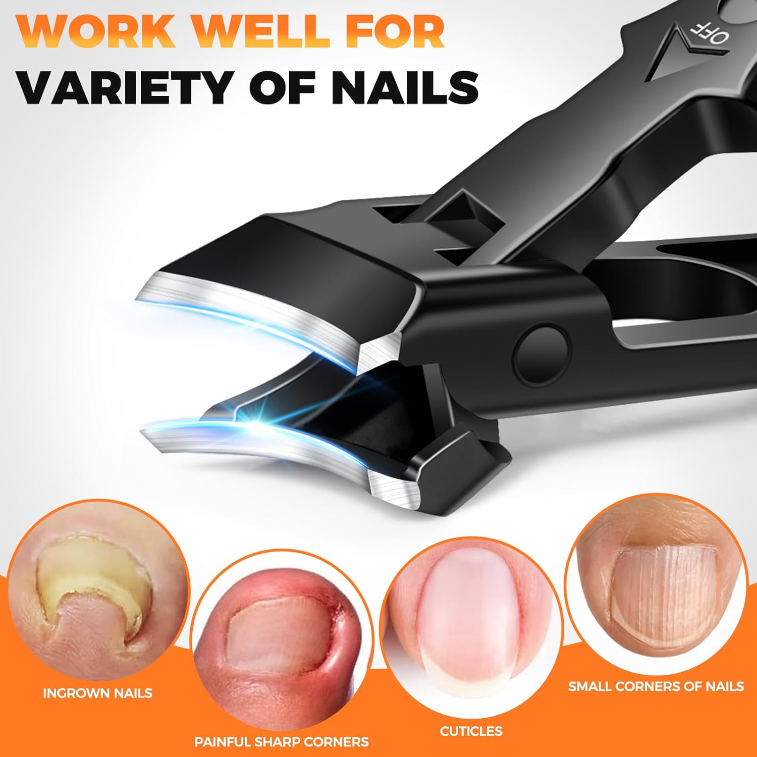 Nail Clippers for Men Thick Nails, Sharp Slanted Curved Toenail Clippers for Seniors Ingrown Nails with Safety Lock Finger Nail Clippers Long Handle Nail Cutter for Women Adult - Image 6