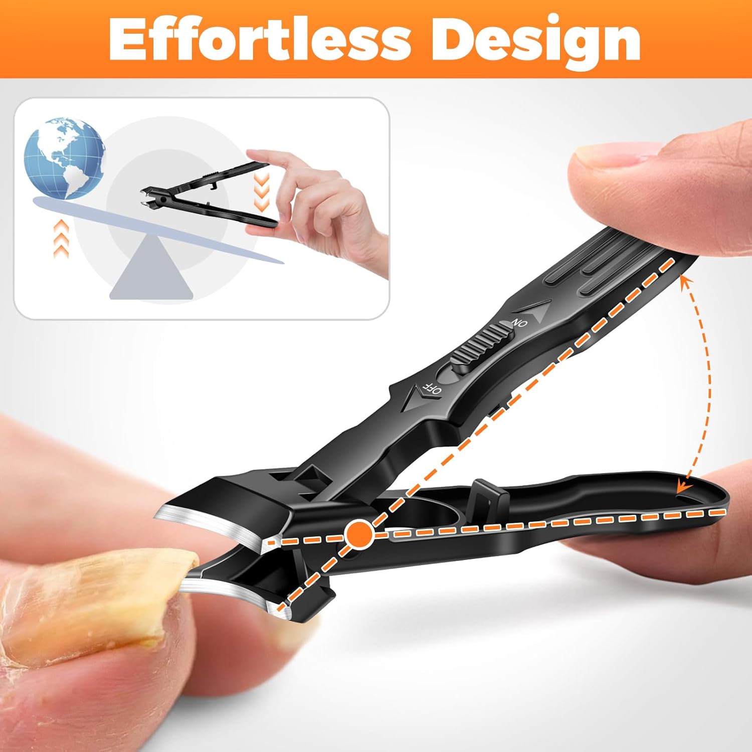 Nail Clippers for Men Thick Nails, Sharp Slanted Curved Toenail Clippers for Seniors Ingrown Nails with Safety Lock Finger Nail Clippers Long Handle Nail Cutter for Women Adult - Image 5