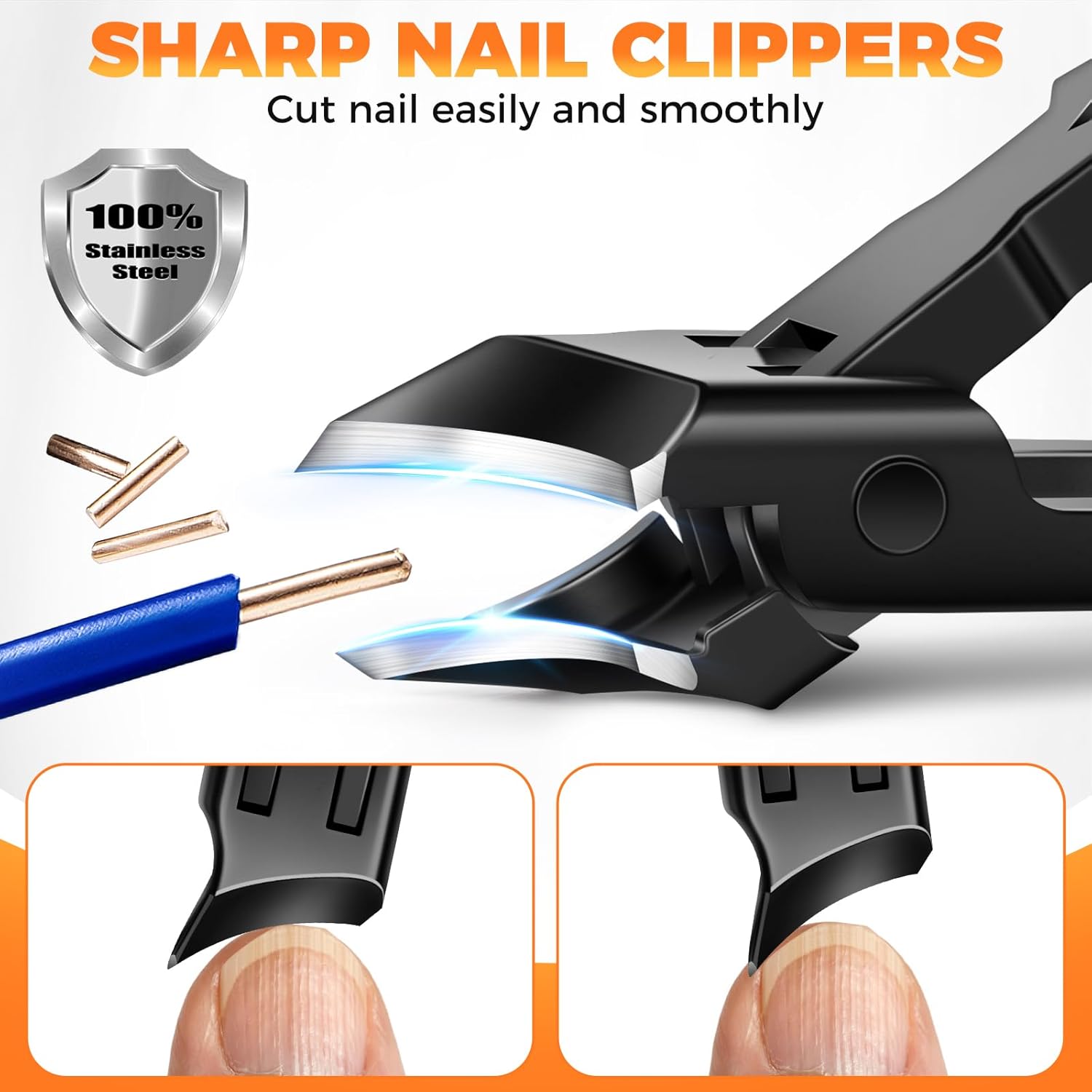 Nail Clippers for Men Thick Nails, Sharp Slanted Curved Toenail Clippers for Seniors Ingrown Nails with Safety Lock Finger Nail Clippers Long Handle Nail Cutter for Women Adult - Image 3