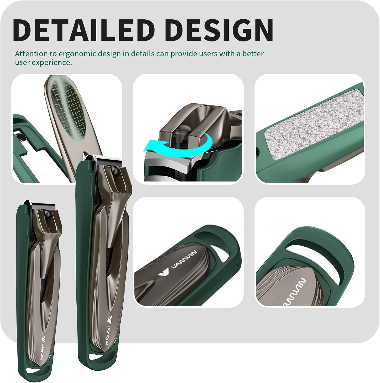 Nail Clippers for Men with Catcher, 2-Pack Large & Small Anti-Splash Nail Clippers for Fingernails & Toenails, Sharp Stainless Steel Heavy-Duty Self-Collecting Nail Cutter for Men Women - Image 6