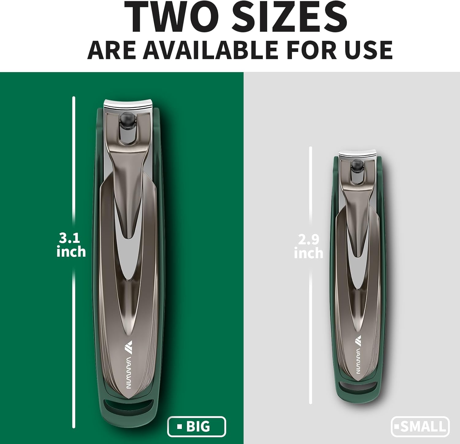 Nail Clippers for Men with Catcher, 2-Pack Large & Small Anti-Splash Nail Clippers for Fingernails & Toenails, Sharp Stainless Steel Heavy-Duty Self-Collecting Nail Cutter for Men Women - Image 2