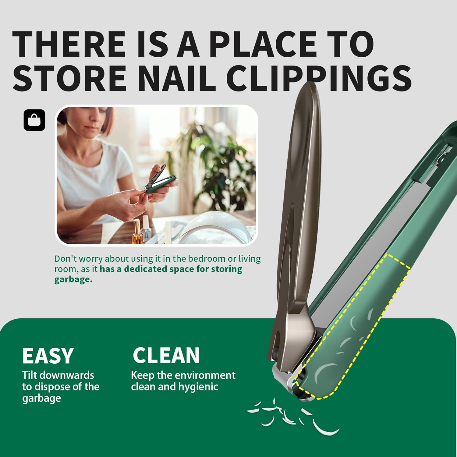 Nail Clippers for Men with Catcher, 2-Pack Large & Small Anti-Splash Nail Clippers for Fingernails & Toenails, Sharp Stainless Steel Heavy-Duty Self-Collecting Nail Cutter for Men Women - Image 5