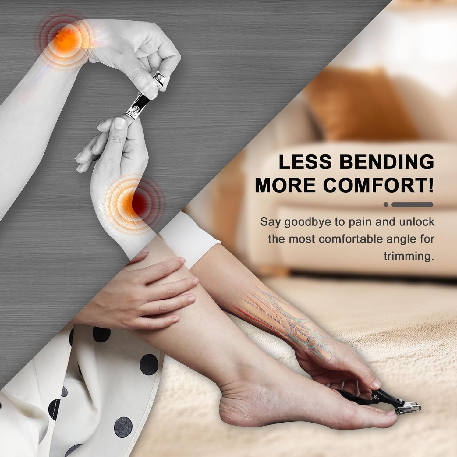 Nail Clippers for Seniors Fingernail and Toenails, 360° Rotating Head Ergonomic Long Handle Premium Steel Nail Trimmer for Men Women - Image 2