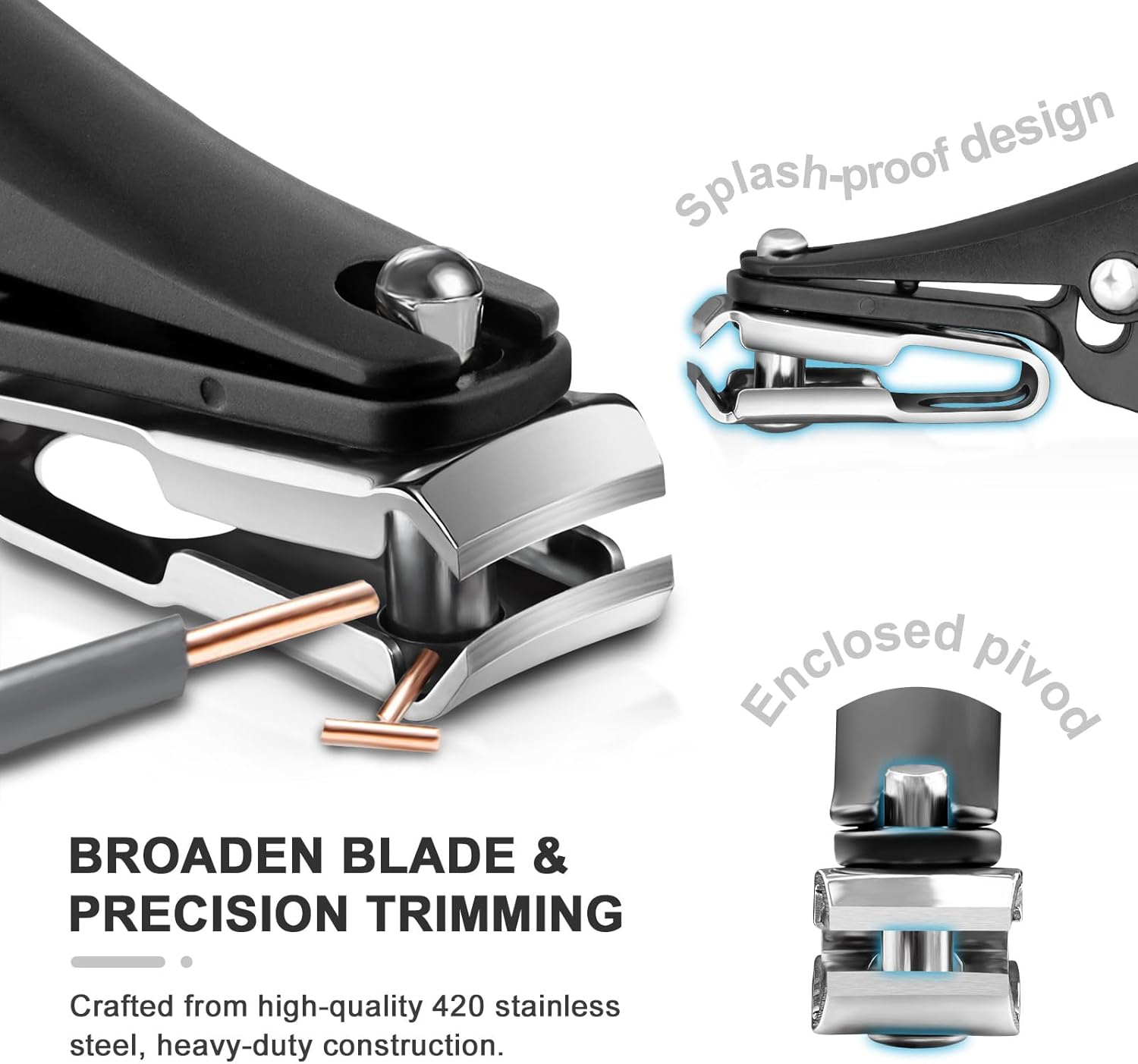 Nail Clippers for Seniors Fingernail and Toenails, 360° Rotating Head Ergonomic Long Handle Premium Steel Nail Trimmer for Men Women - Image 3