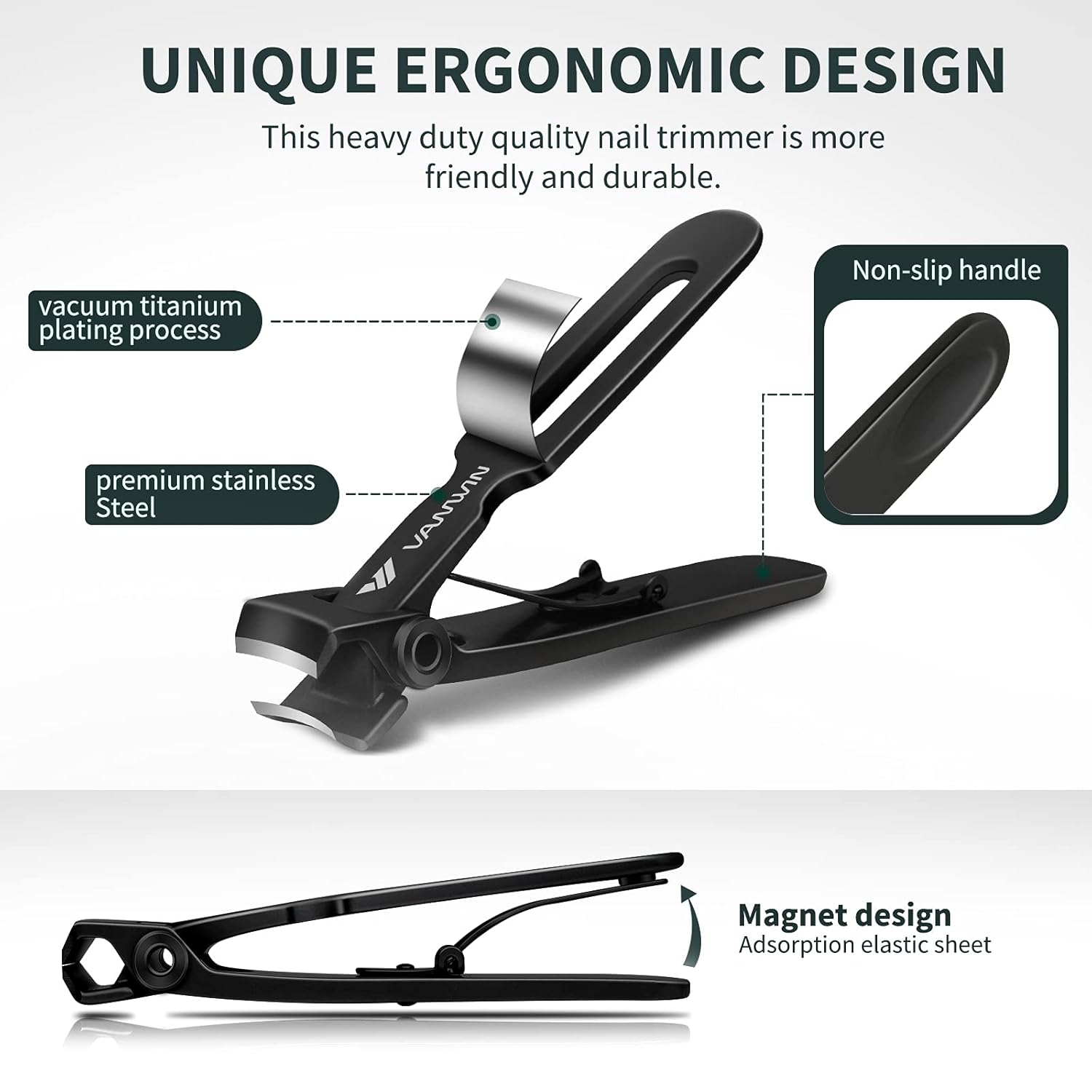 Nail Clippers for Thick Nails, 16mm Wide Jaw Opening Oversized Toenail Clippers Cutter with Sharp Curved Blade and Nail File, Heavy Duty Stainless Steel Fingernail Clippers for Seniors Elderly - Image 5