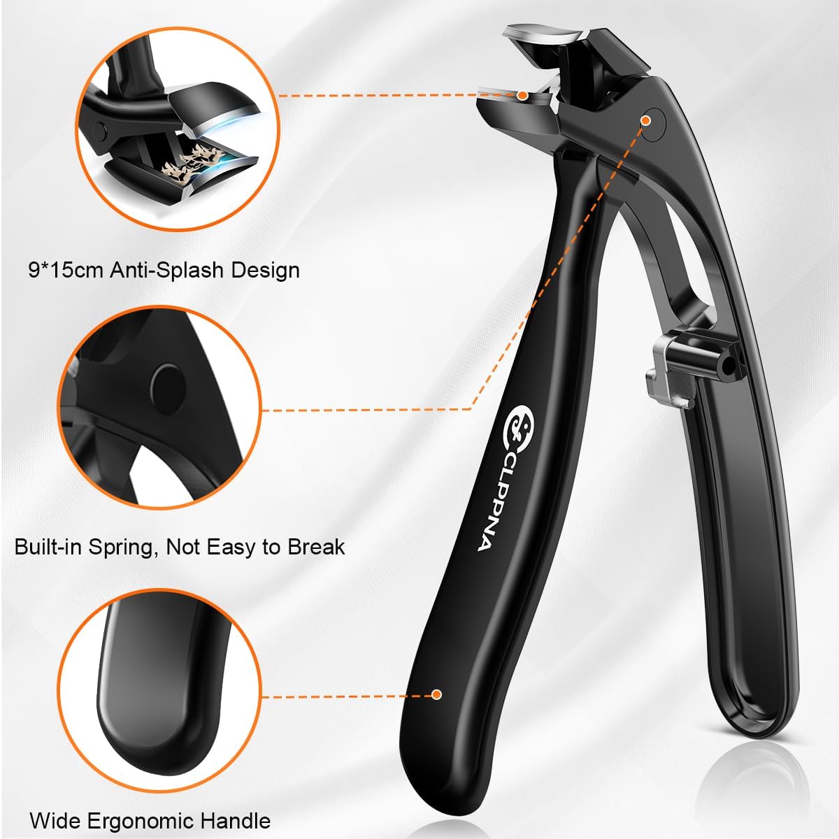 Nail Clippers Set, CLPPNA Angled Head Long Handled Toenail Clippers for Thick Toenails, Sharp Heavy Duty Ingrown Toenail Clippers with Wide Jaw, Podiatrist Nail Clippers for Seniors and Men - Image 4