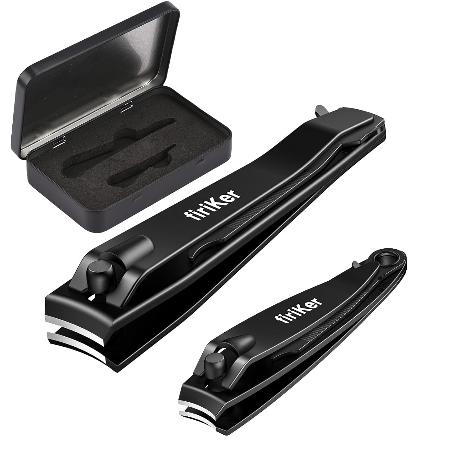 Nail Clippers Set, Heavy Duty Black Matte Stainless Steel nail Clipper with Nail File,Fingernail and Toenail Clipper Cutters, Nail Clipper Tools for Men & Women,Christmas Best Gift Tin Case