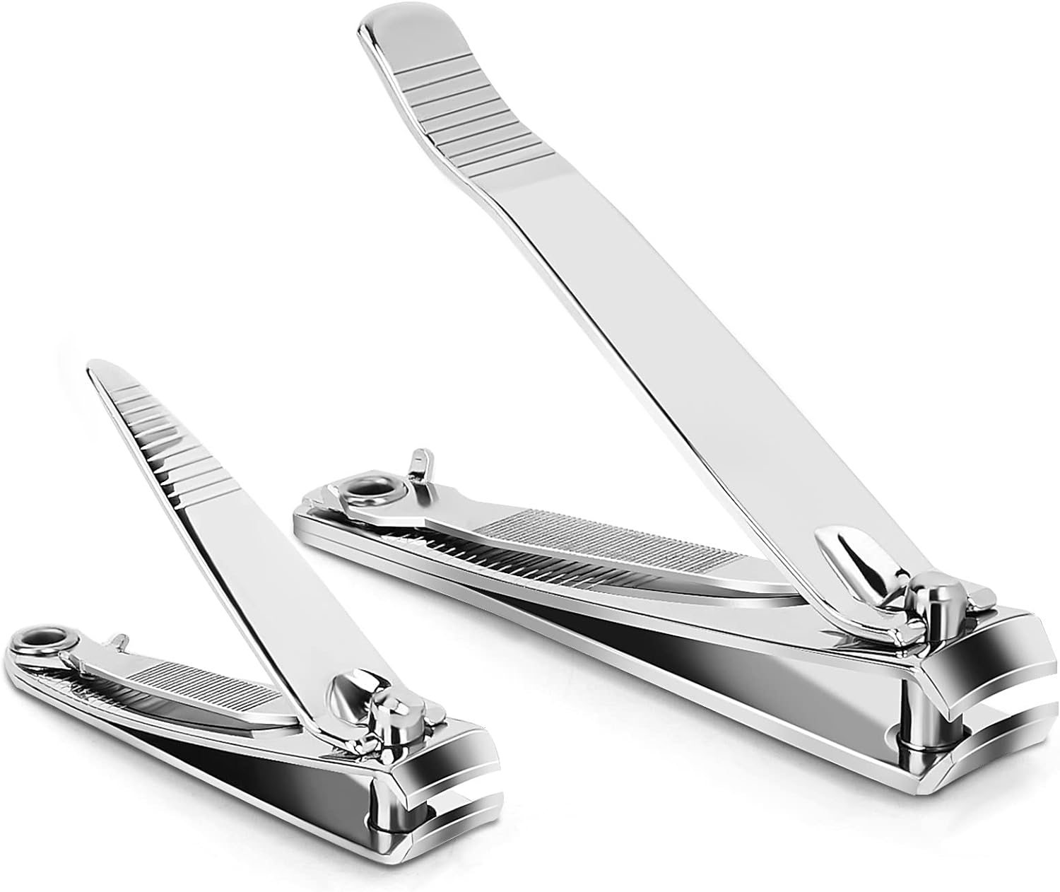 Nail Clippers, Toenail Clippers, Fingernail Clipper Cutters, Stainless Steel Toe Nail Clippers with Sharp Curved Blades and File, Nail Clippers for Men Women Kids(Large & Small)