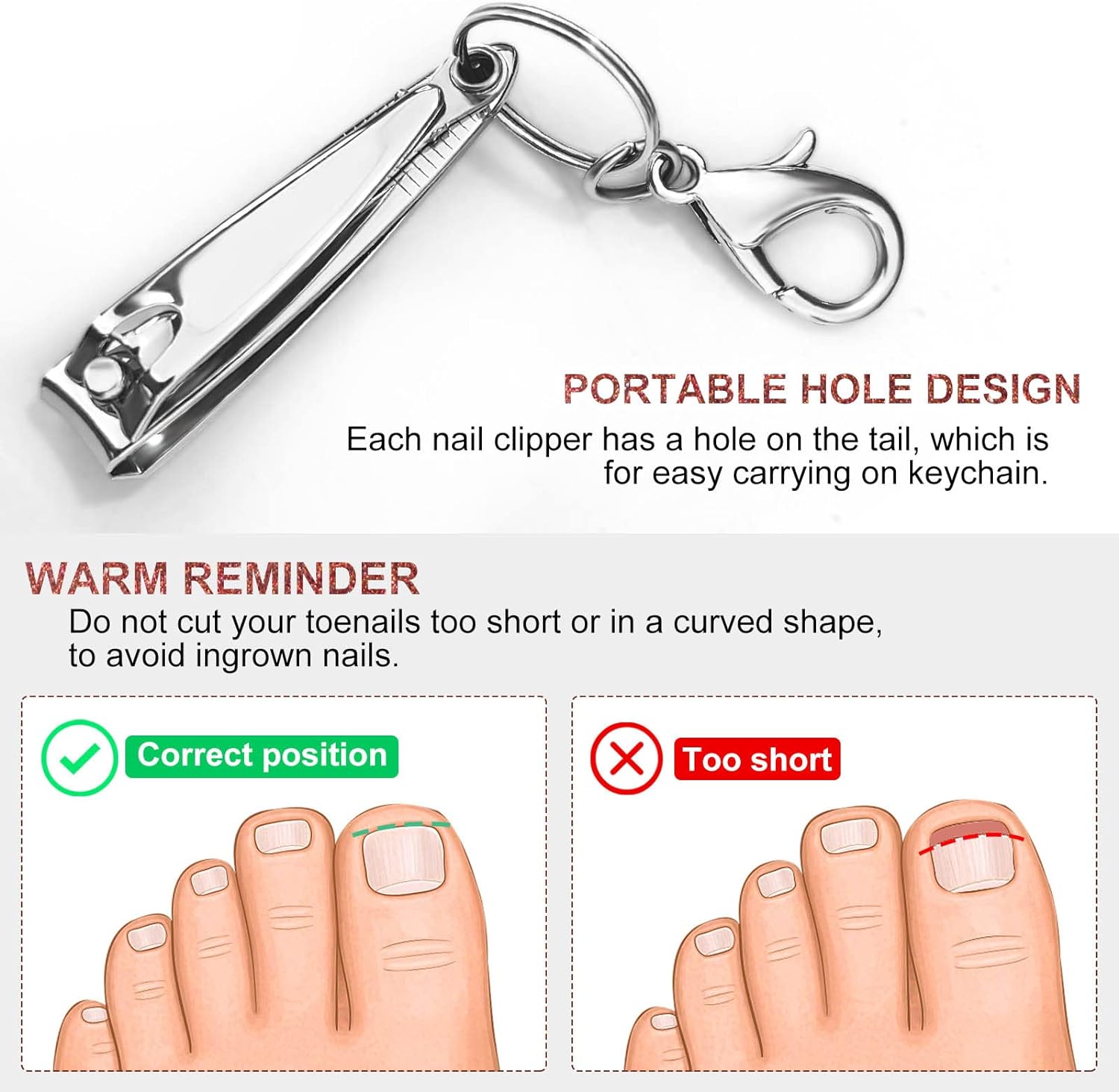 Nail Clippers, Toenail Clippers, Fingernail Clipper Cutters, Stainless Steel Toe Nail Clippers with Sharp Curved Blades and File, Nail Clippers for Men Women Kids(Large & Small) - Image 7