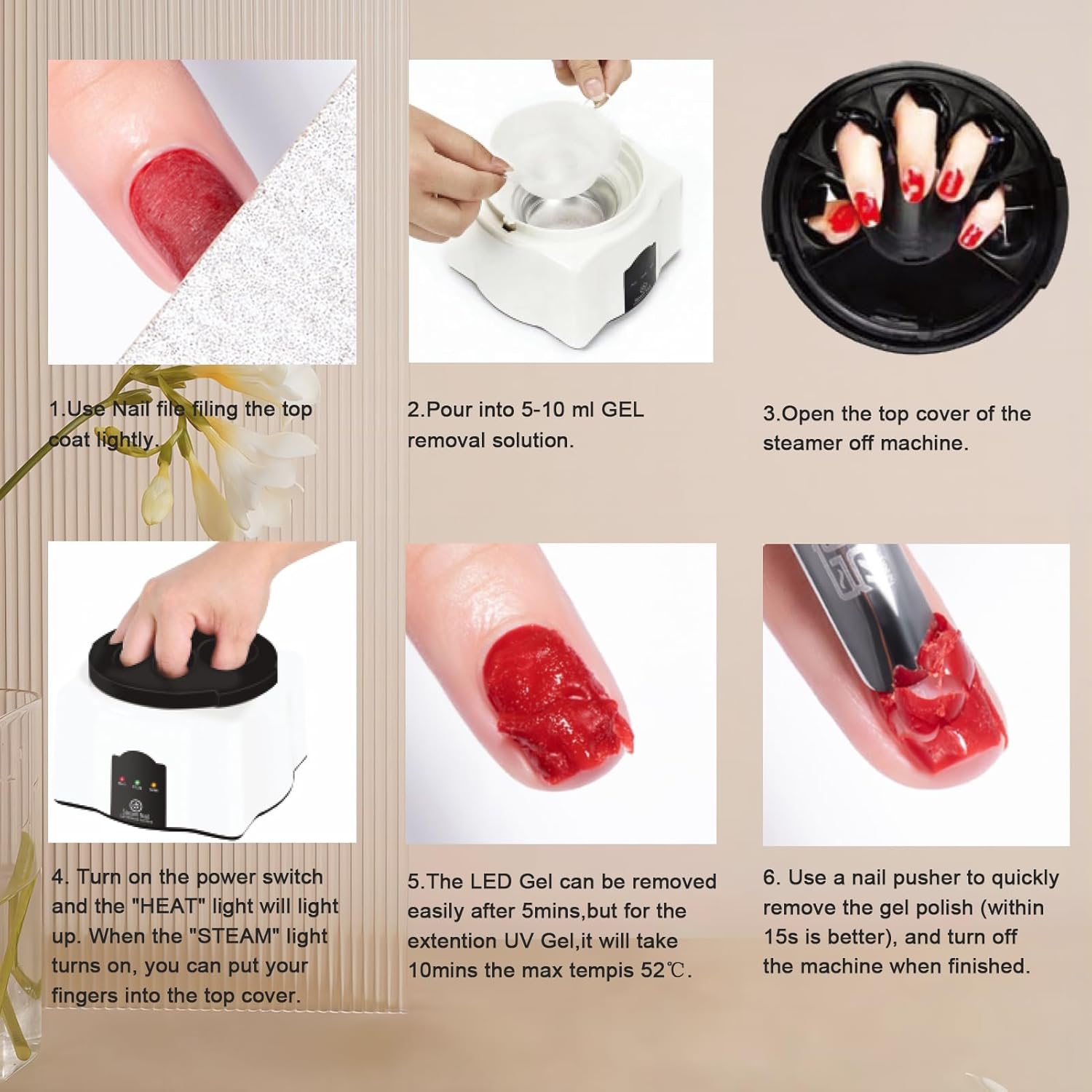 Nail Polish Remover Machine, 36W Portable Automatic Gel Polish Remover Machine UV Nail Polish Remover for Beauty Salon & Home Use - Image 5