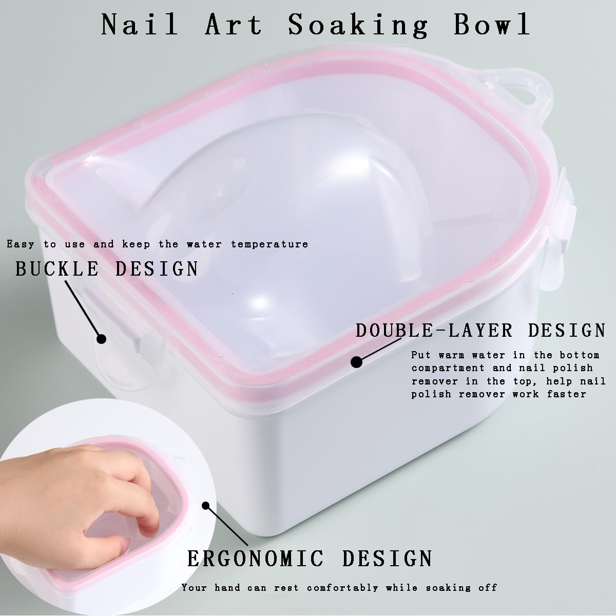 Nail Soaking Bowl, 1PCS Soak Off Gel Polish Dip Powder Remover Manicure Bowl for Hand with Stainless Steel Cuticle Peeler, Cuticle Pusher, Acetone for Acrylic Nail Supplies (Nail Polish Removers Kit1) - Image 3