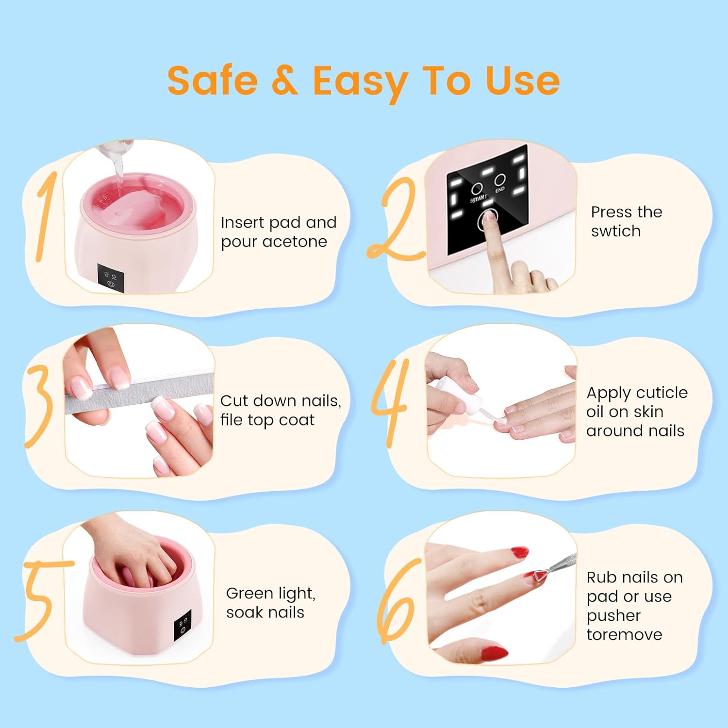 Nail Soaking Bowl Acetone Proof: 50% Faster Heated Electric Manicure Bowls Nail Soaking - Soak off Gel Dip Acrylic Nail Remover Bowl for Salon Home - Image 6