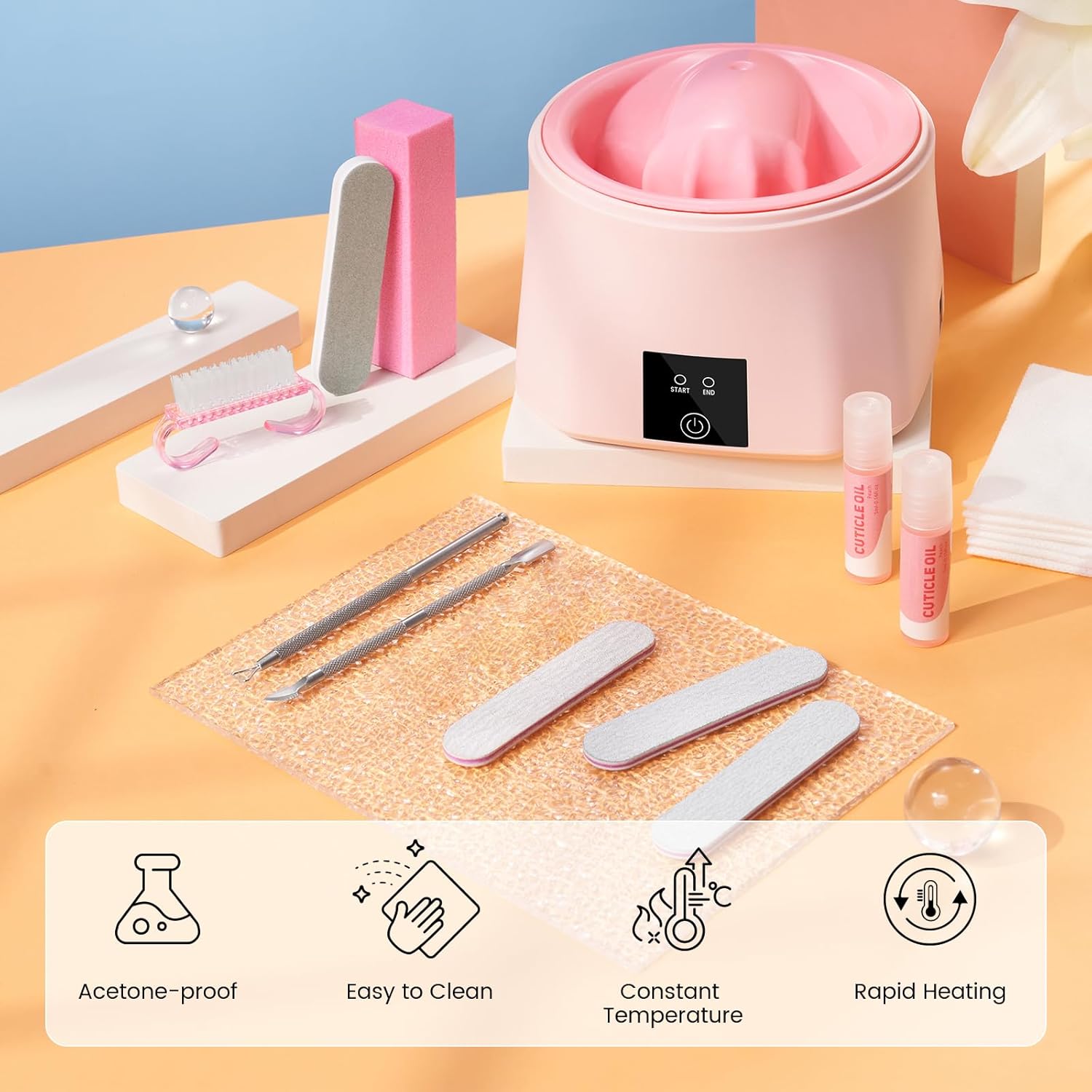Nail Soaking Bowl Acetone Proof: 50% Faster Heated Electric Manicure Bowls Nail Soaking - Soak off Gel Dip Acrylic Nail Remover Bowl for Salon Home - Image 3