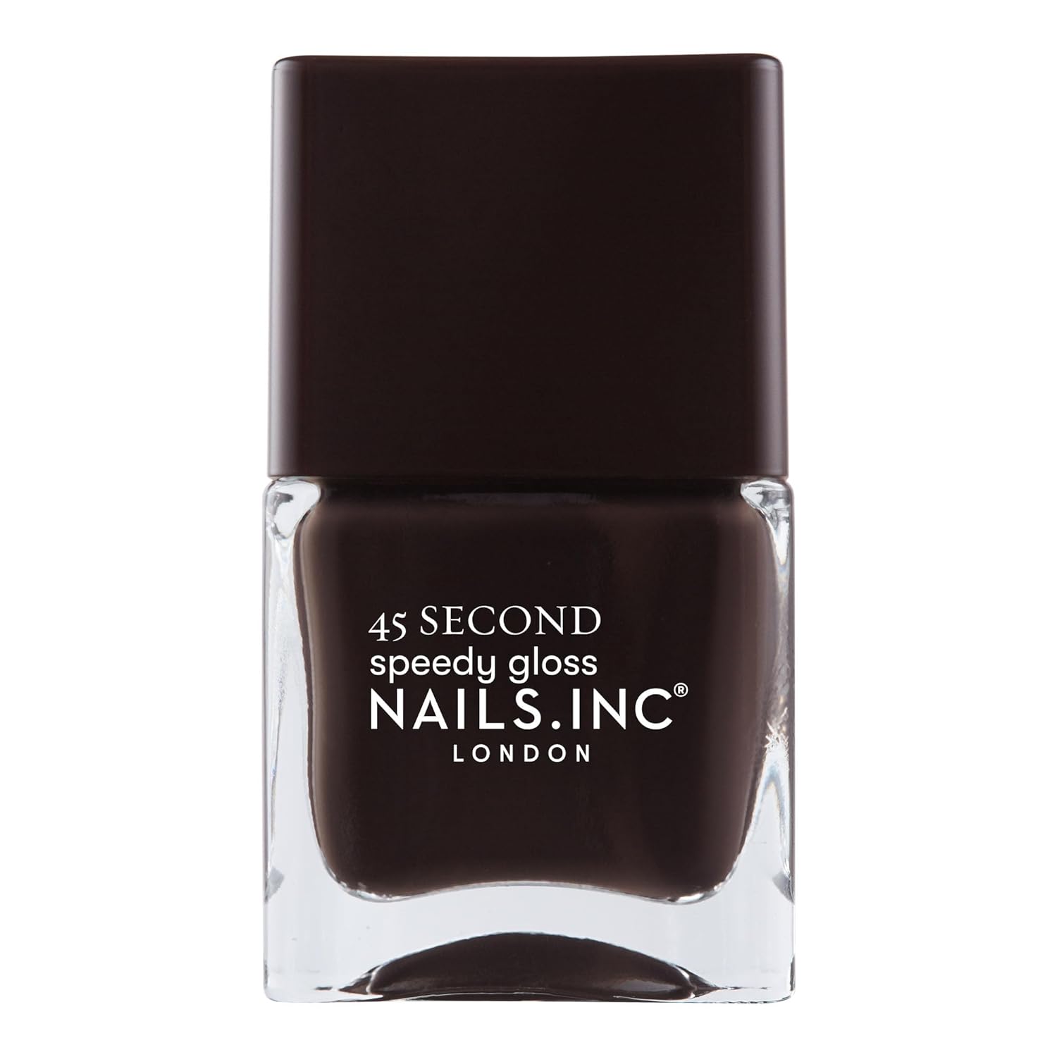 Nails Inc 45 Second Speedy Gloss, Chelsea, Dark Brown, Glossy, No Chip, Long Lasting, Quick Dry, Air Dry, Professional Manicures & Pedicures, Fingernails & Toenails, Vegan Nail Polish, 0.47 Fl Oz