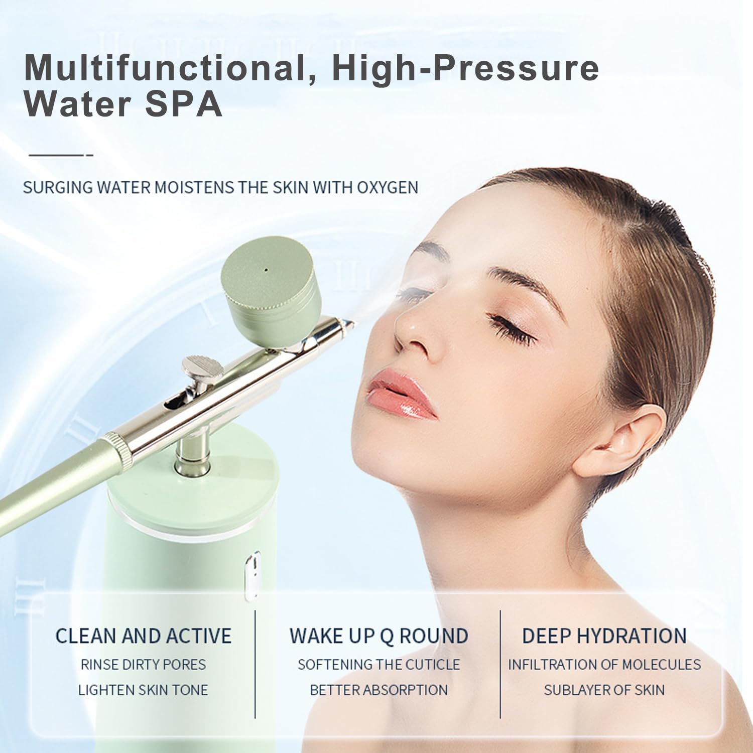 Nano Facial Steamer - Rechargeable & Portable High Pressure Face Oxygen Sprayer Machine, 0.3mm Nozzle Micro Mist Skin Hydrator, Essential Water Infusion Facial Spa Treatment, White - Image 2