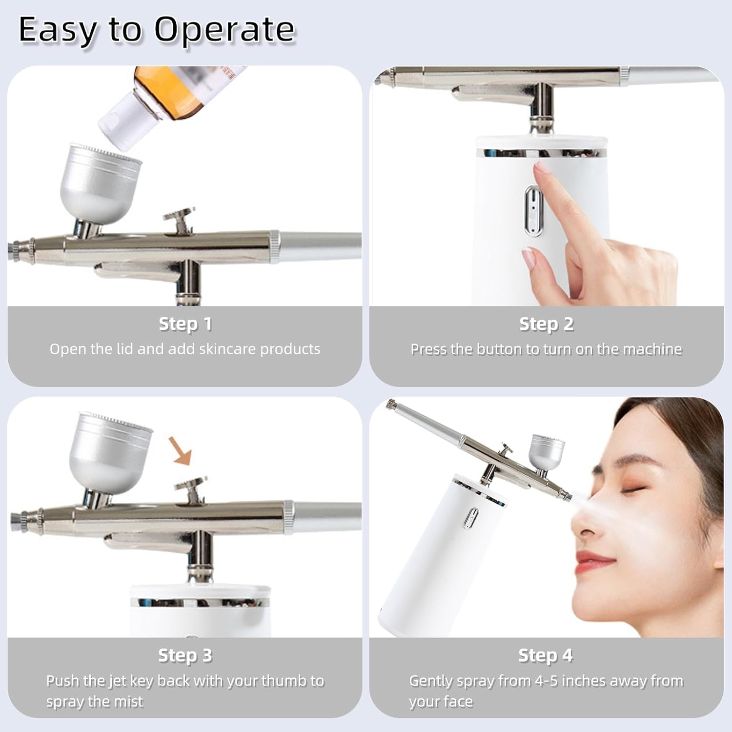 Nano Facial Steamer - Rechargeable & Portable High Pressure Face Oxygen Sprayer Machine, 0.3mm Nozzle Micro Mist Skin Hydrator, Essential Water Infusion Facial Spa Treatment, White - Image 7