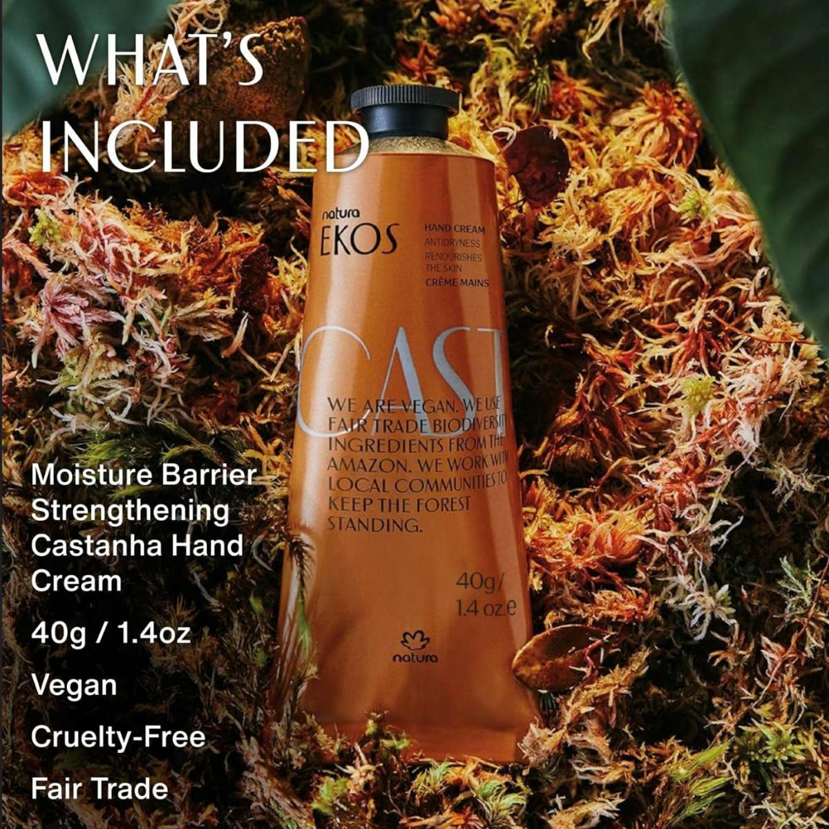 natura - Ekos Castanha (Brazil Nut) Hand Cream - Anti-Dryness Hand Balm - 24-Hour Deep Hydration Skin Moisturizer - Vegan Skin Care - Brazilian Beauty Secrets - Self Care & Body Care - 1.41oz (40g) - Image 3
