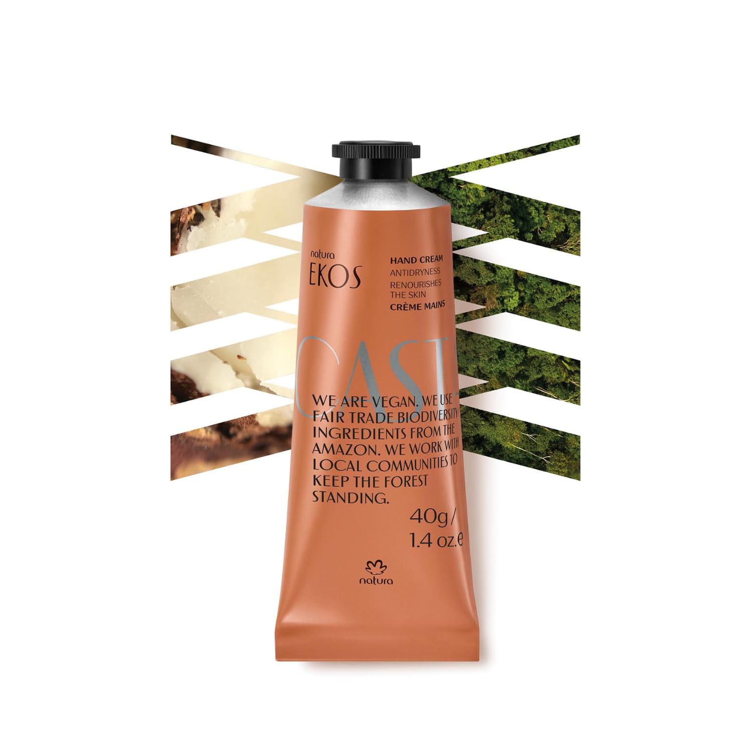 natura - Ekos Castanha (Brazil Nut) Hand Cream - Anti-Dryness Hand Balm - 24-Hour Deep Hydration Skin Moisturizer - Vegan Skin Care - Brazilian Beauty Secrets - Self Care & Body Care - 1.41oz (40g)