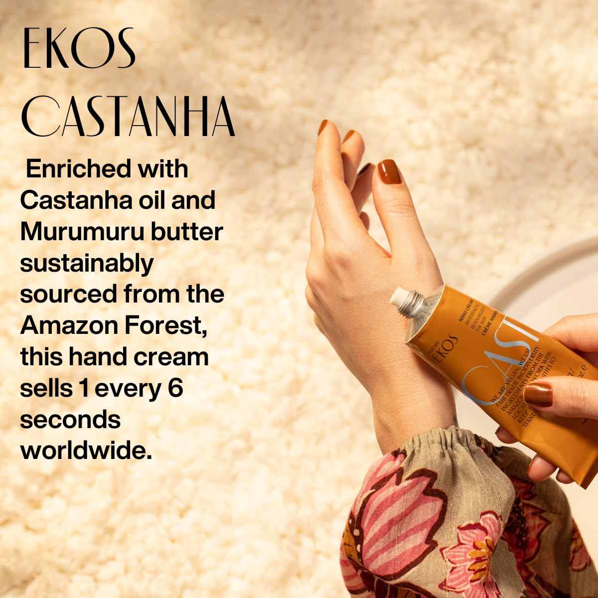 natura - Ekos Castanha (Brazil Nut) Hand Cream - Anti-Dryness Hand Balm - 24-Hour Deep Hydration Skin Moisturizer - Vegan Skin Care - Brazilian Beauty Secrets - Self Care & Body Care - 1.41oz (40g) - Image 4