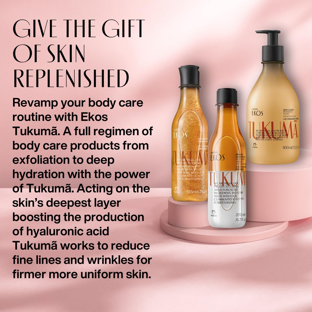 natura - Ekos Tukumã Collection Replenishing Gift Set (4 Products) - Body Lotion, Hand Cream, Shower Oil, and Shower Gel - Gift Box - Vegan Skin Care - Brazilian Beauty Secrets - Self Care & Body Care - Image 5