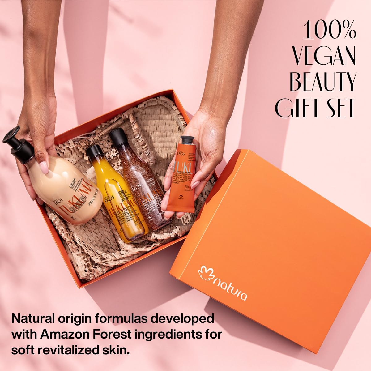 natura - Ekos Tukumã Collection Replenishing Gift Set (4 Products) - Body Lotion, Hand Cream, Shower Oil, and Shower Gel - Gift Box - Vegan Skin Care - Brazilian Beauty Secrets - Self Care & Body Care - Image 4