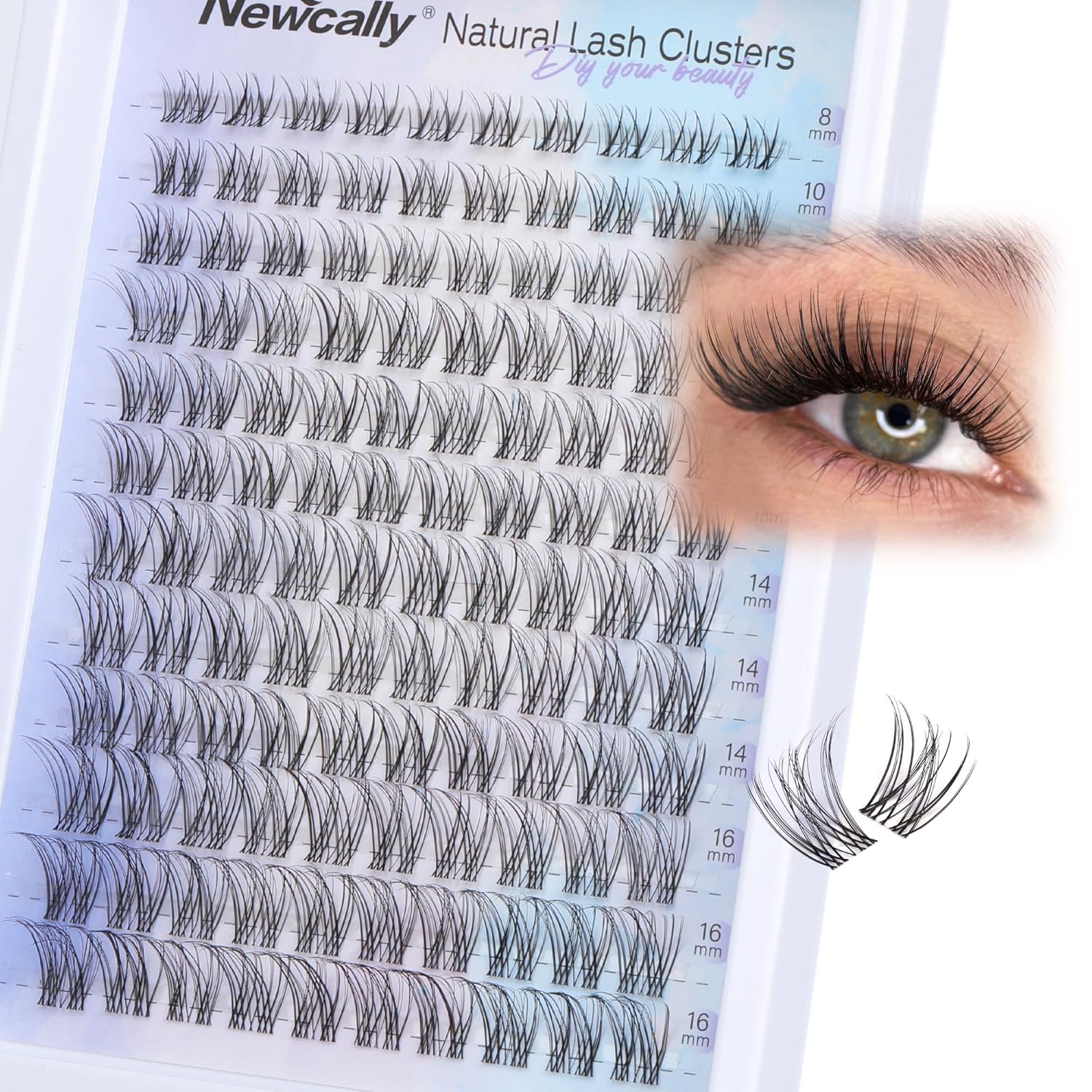 Natural Eyelash Clusters Lash Individuals DIY Lash Extension C-curly Cluster Eyelash Extensions Lash Clusters Wispy 8-16MM by Newcally