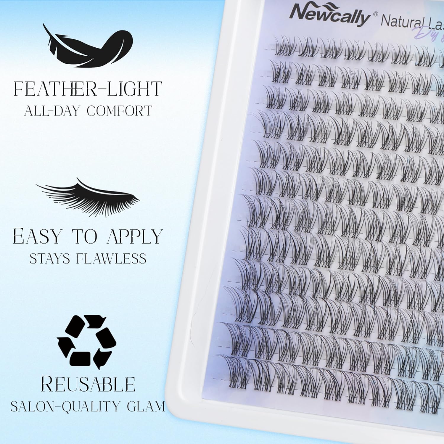 Natural Eyelash Clusters Lash Individuals DIY Lash Extension C-curly Cluster Eyelash Extensions Lash Clusters Wispy 8-16MM by Newcally - Image 6