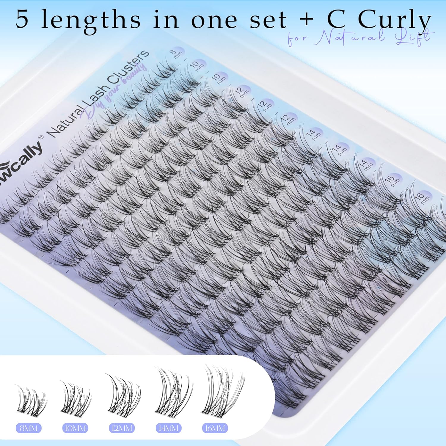 Natural Eyelash Clusters Lash Individuals DIY Lash Extension C-curly Cluster Eyelash Extensions Lash Clusters Wispy 8-16MM by Newcally - Image 5