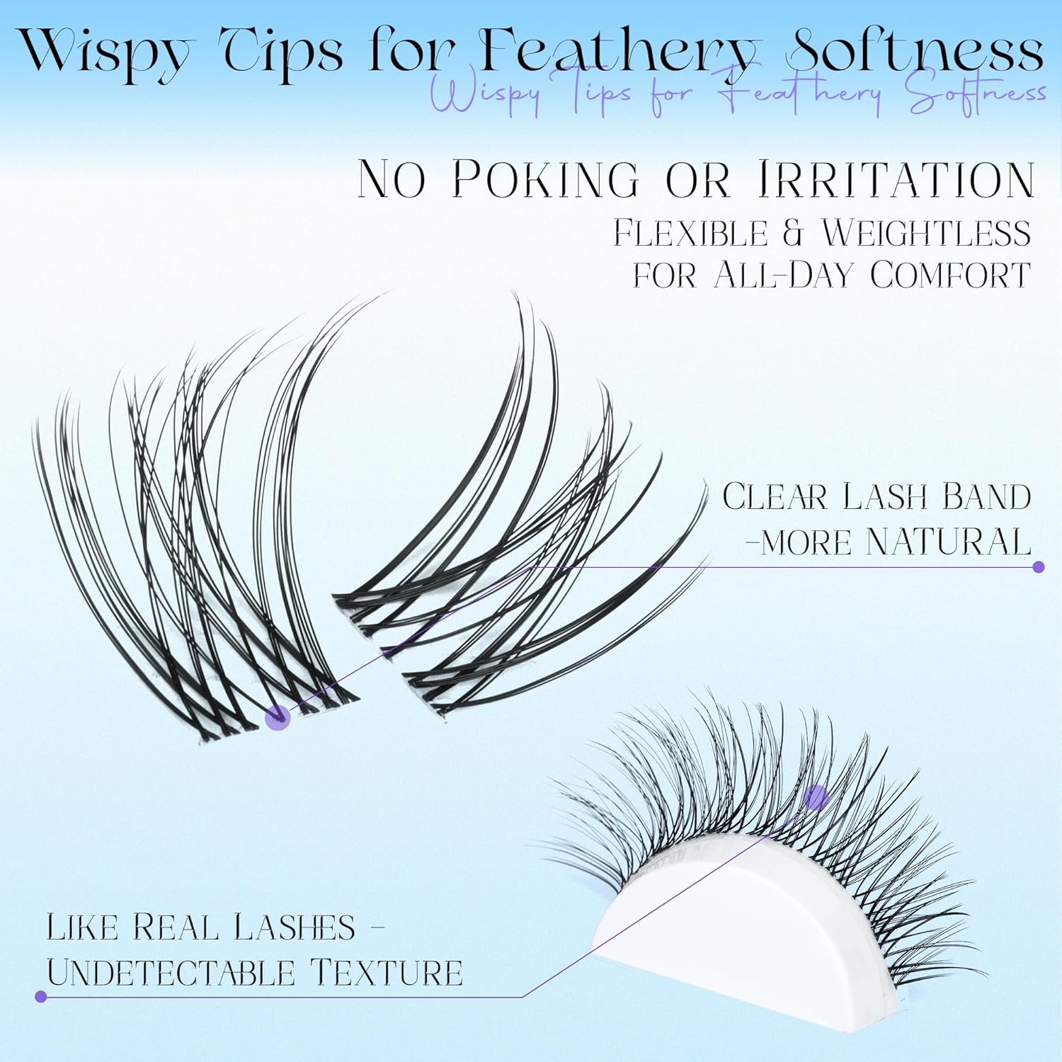 Natural Eyelash Clusters Lash Individuals DIY Lash Extension C-curly Cluster Eyelash Extensions Lash Clusters Wispy 8-16MM by Newcally - Image 3