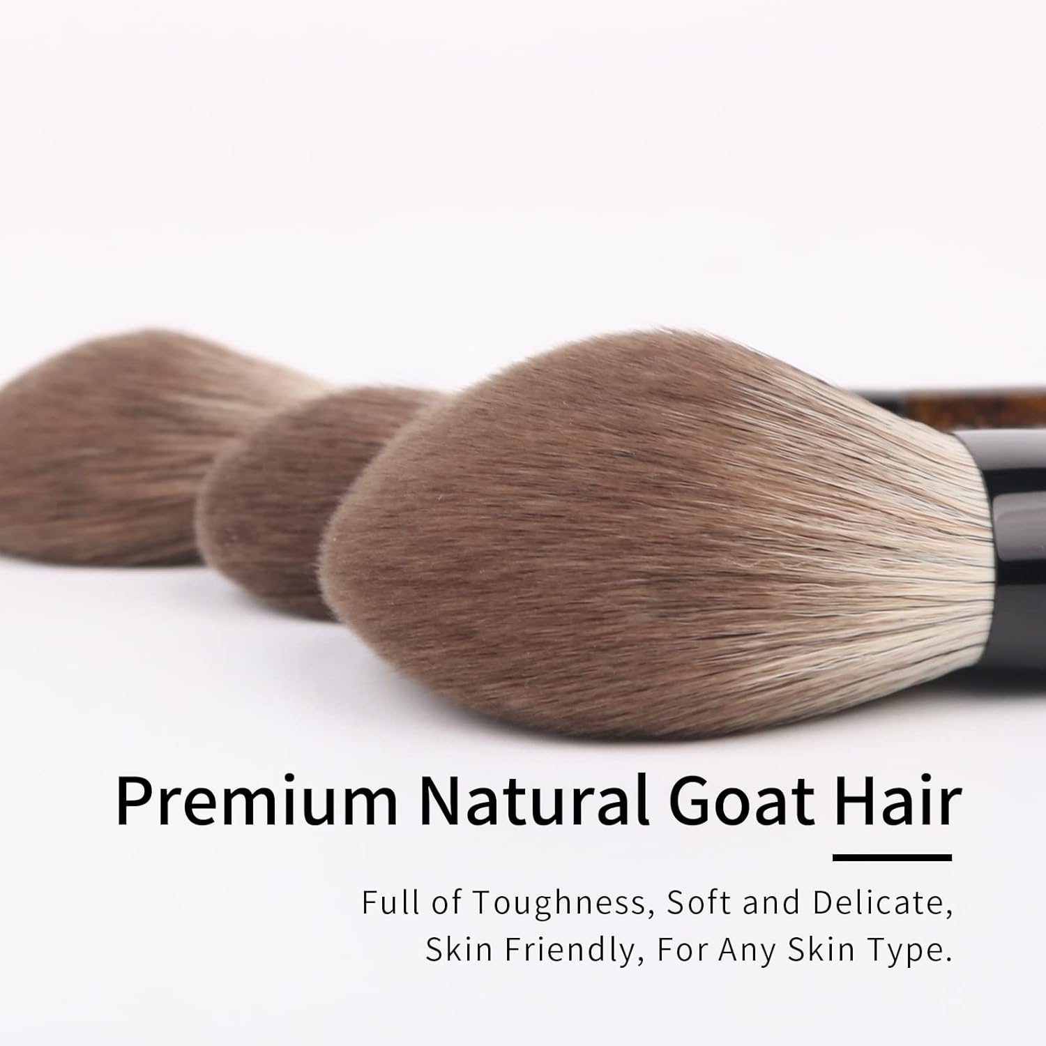 Natural Goat Hair Makeup Brush Set with Case, Natural Makeup Brushes, Natural Bristle Makeup Brushes, Natural Hair Makeup Brushes Set Professional, Walnut Cosmetic Brushes Makeup Set - MONI - Image 3