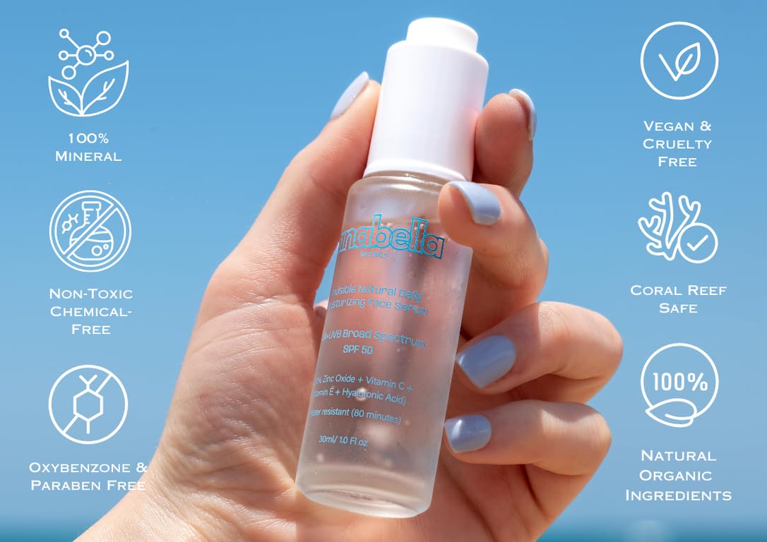 Natural Mineral & Invisible Moisturizing Serum with SPF 50 Lightweight Non-Greasy with Hyaluronic Acid Niacinamide Vitamin C Vitamin E & Non-Nano Zinc-Oxide - Image 2