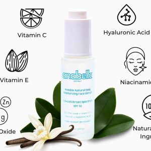 Natural Mineral & Invisible Moisturizing Serum with SPF 50 Lightweight Non-Greasy with Hyaluronic Acid Niacinamide Vitamin C Vitamin E & Non-Nano Zinc-Oxide