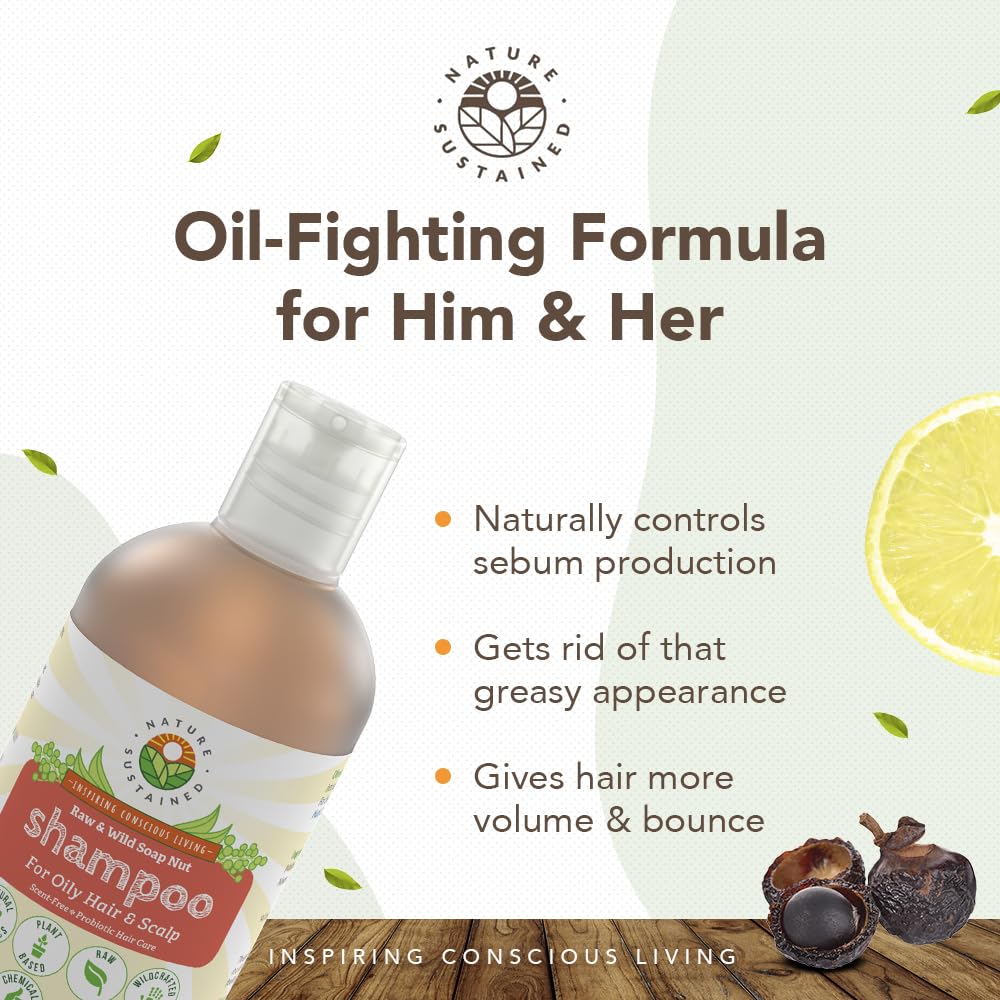 Natural Shampoo for Oily Hair & Scalp - Organic, Raw & Wildcrafted with Probiotics, Hypoallergenic & Sulfate Free Herbal Shampoo for Oil Control, Dandruff, Seborrheic Dermatitis - 9 Oz, Original - Image 2