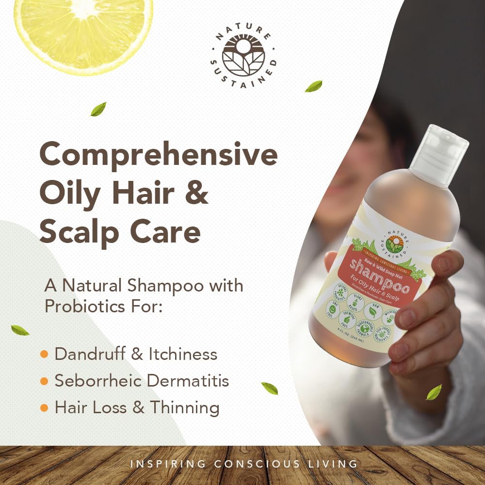 Natural Shampoo for Oily Hair & Scalp - Organic, Raw & Wildcrafted with Probiotics, Hypoallergenic & Sulfate Free Herbal Shampoo for Oil Control, Dandruff, Seborrheic Dermatitis - 9 Oz, Original - Image 3